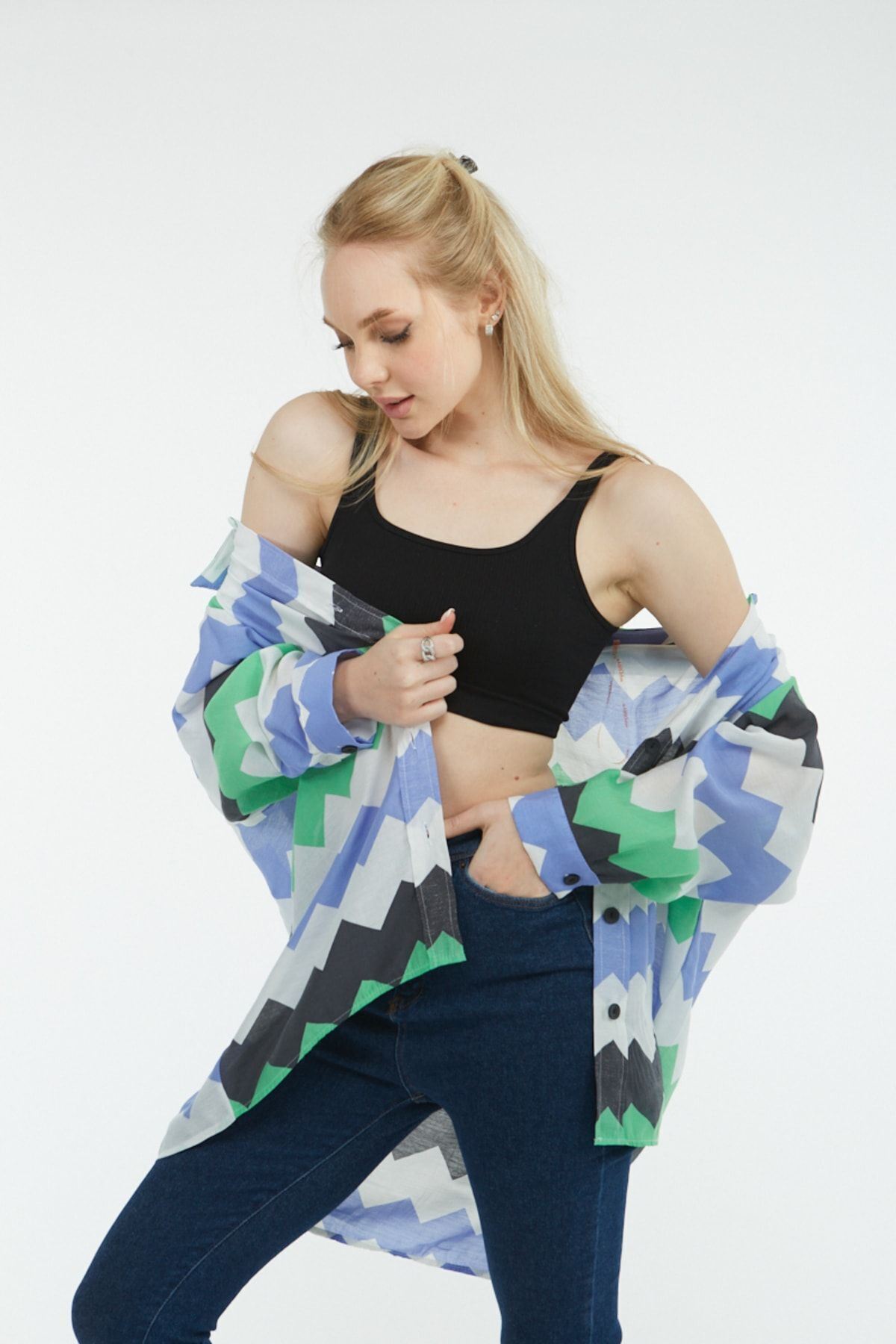 Kadın Owersize Uzun Basic Gömlek