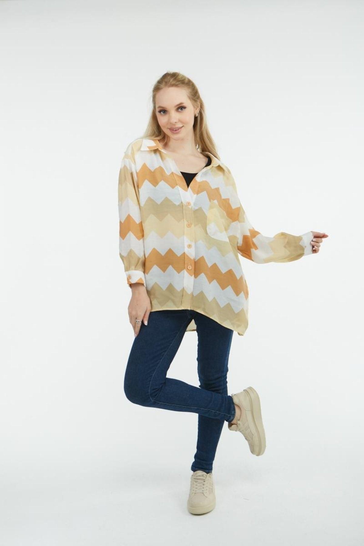 Kadın Owersize Uzun Basic Gömlek