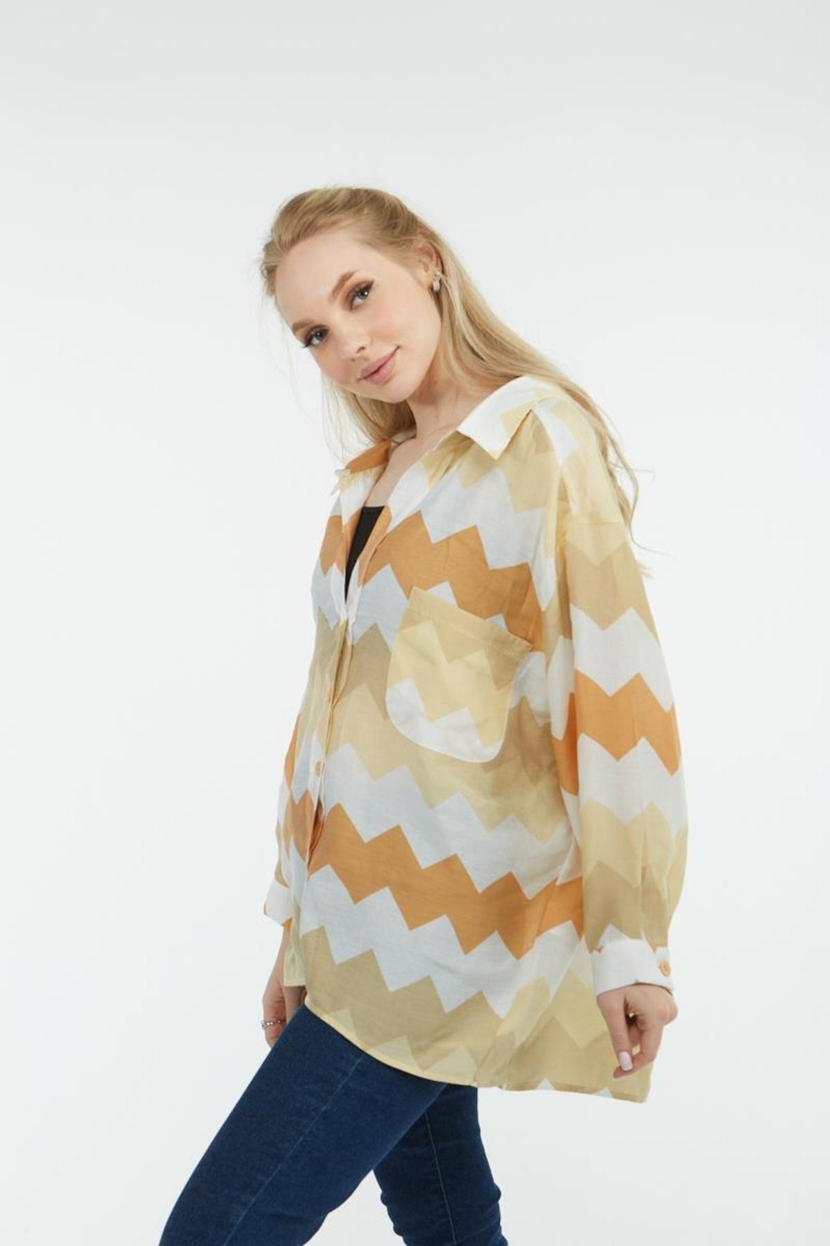 Kadın Owersize Uzun Basic Gömlek