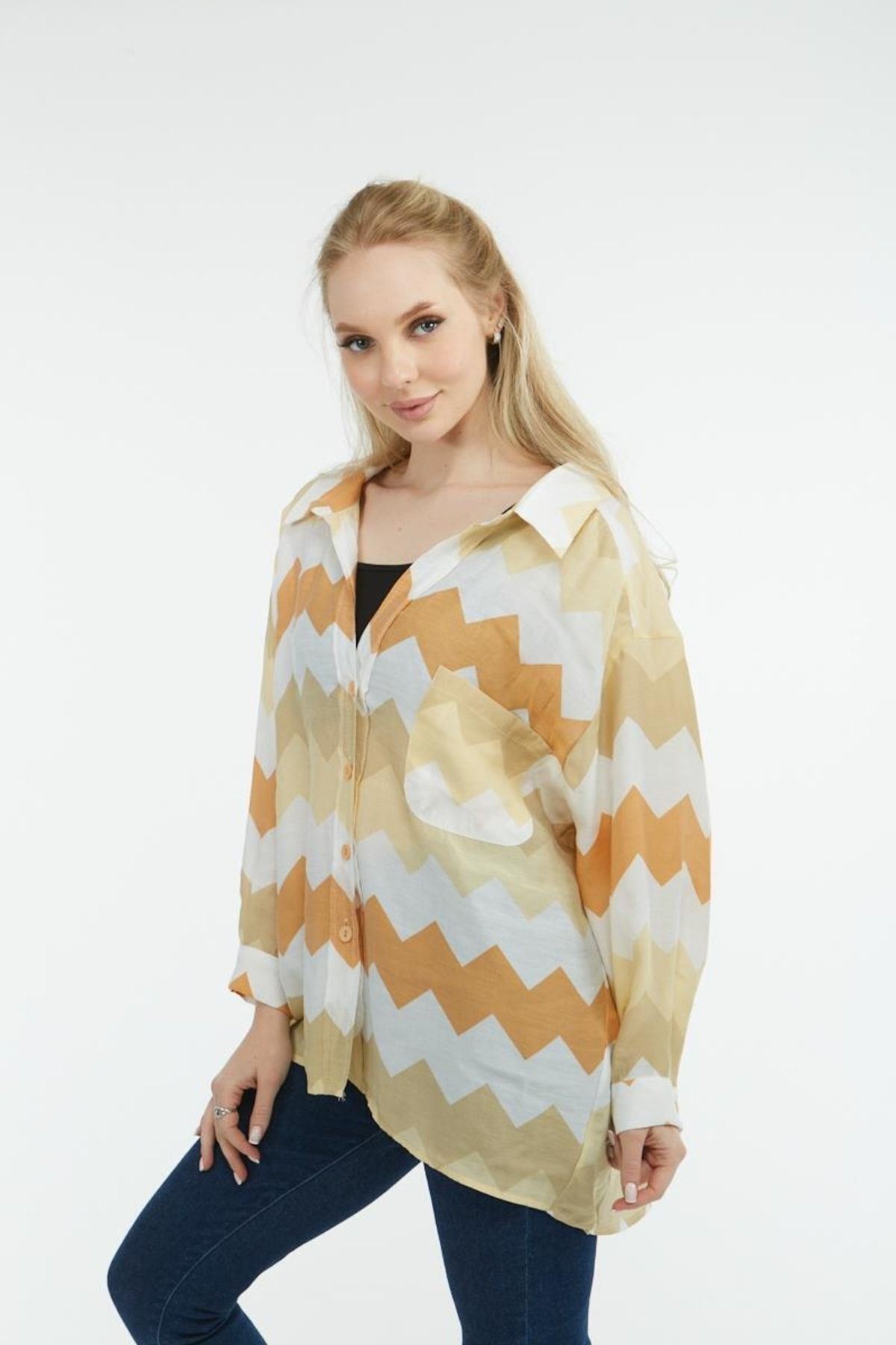 Kadın Owersize Uzun Basic Gömlek