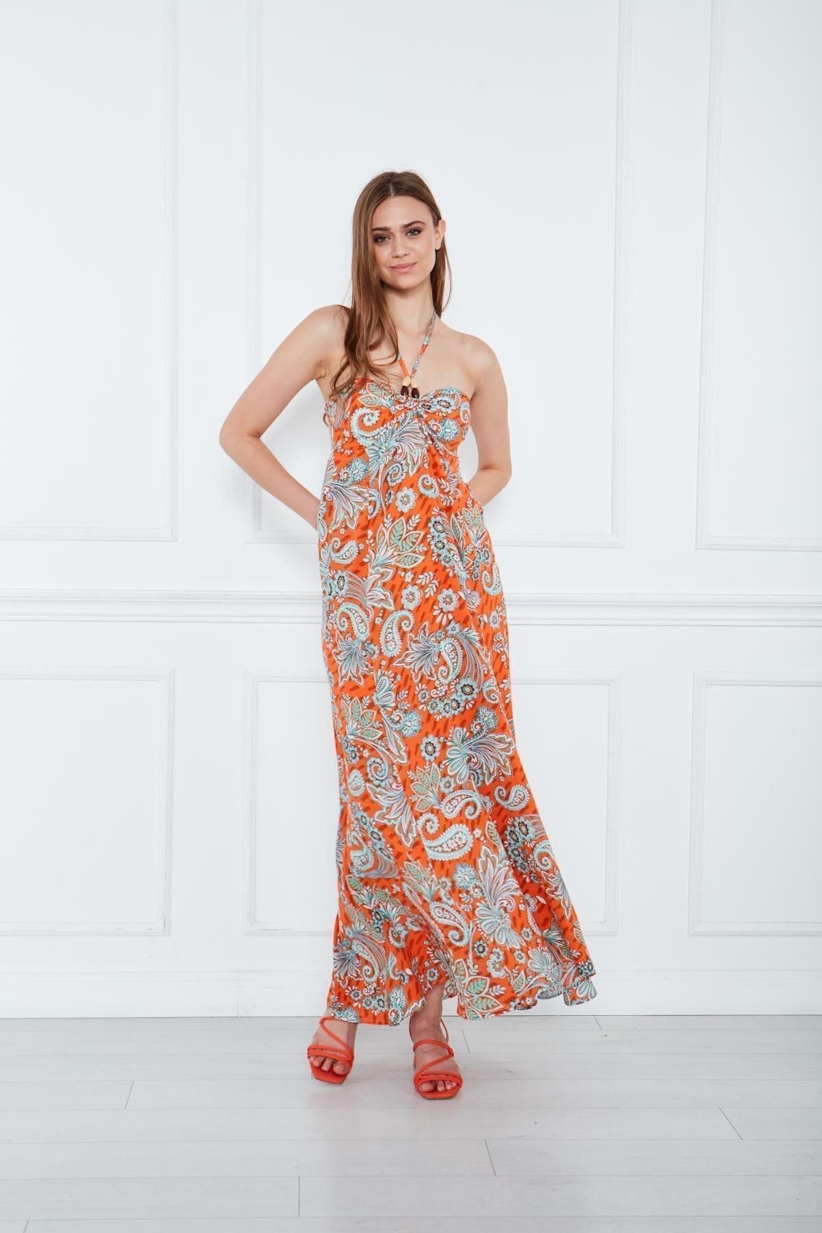 Kadın Sahil Askı Detaylı Elbise