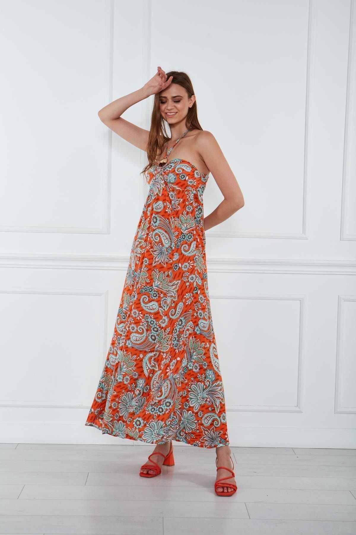 Kadın Sahil Askı Detaylı Elbise