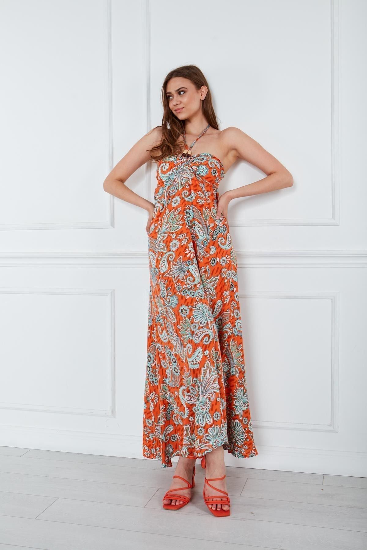 Kadın Sahil Askı Detaylı Elbise