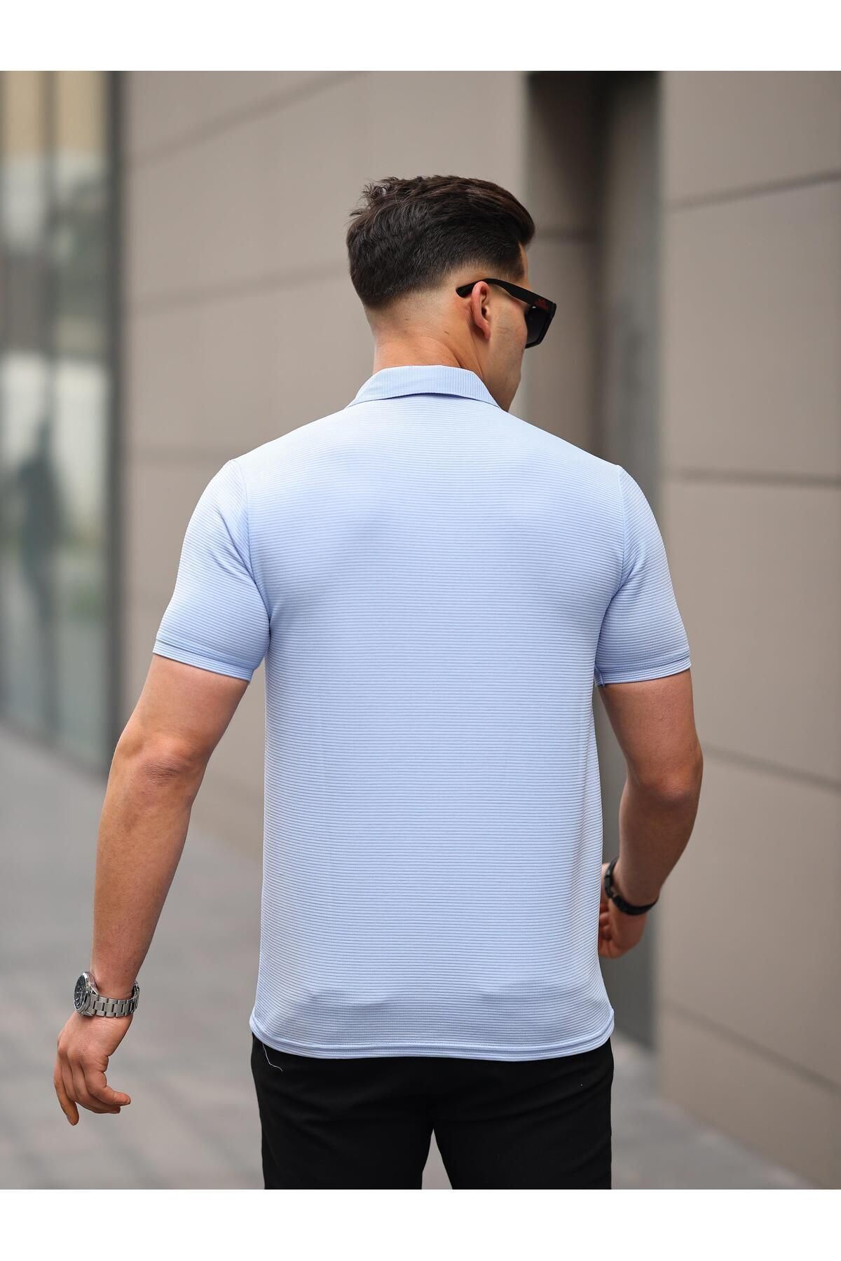 Erkek Slim Fit Waffle Kumaş Patlı ( V ) T-shirt