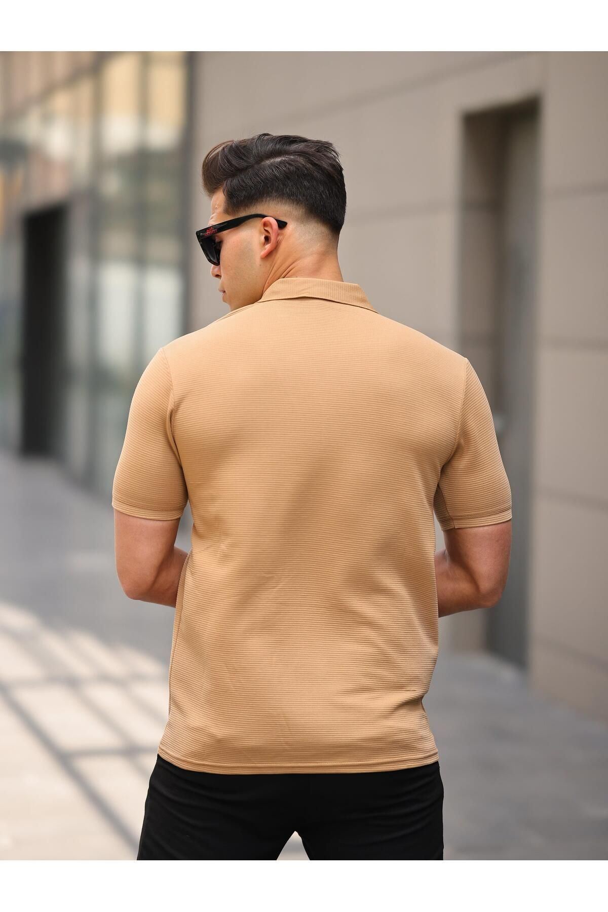 Erkek Slim Fit Waffle Kumaş Patlı ( V ) T-shirt