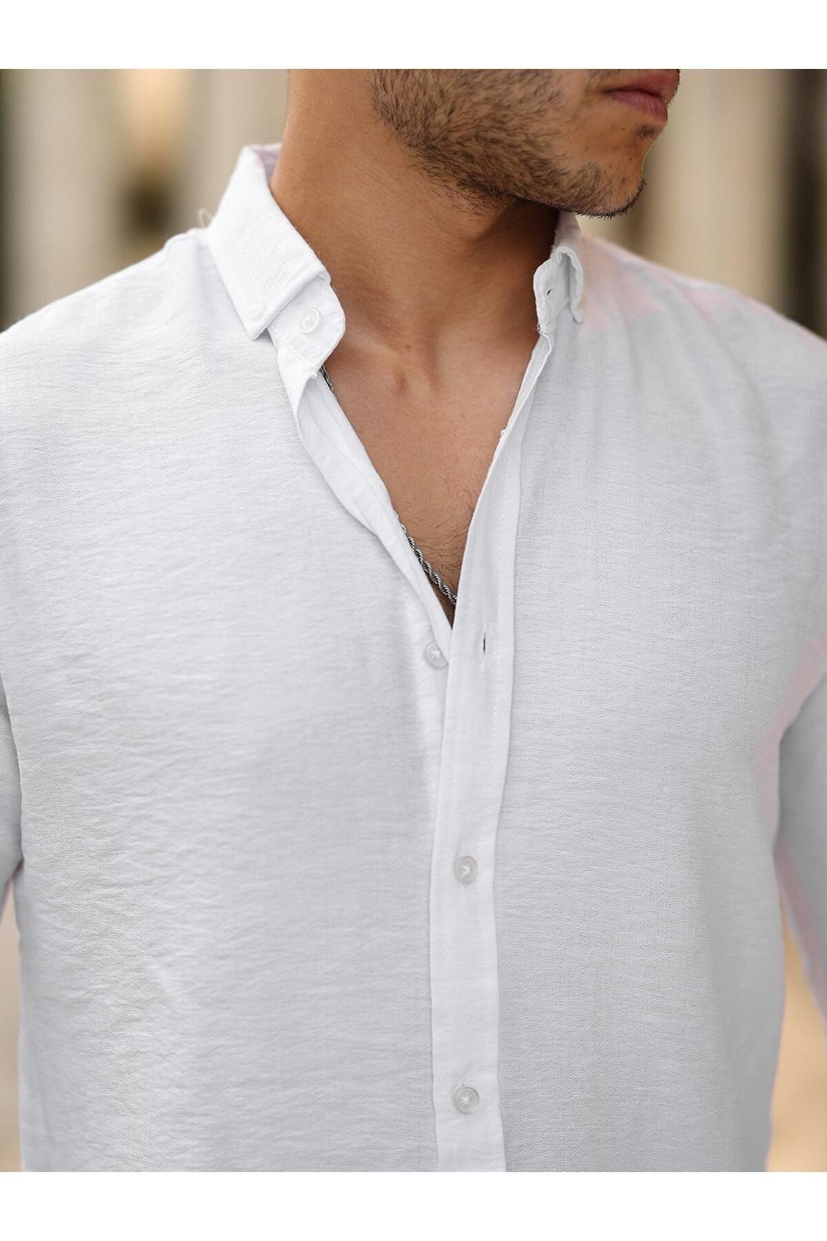 Cepsiz A Kalite Keten Slim Fit Gömlek