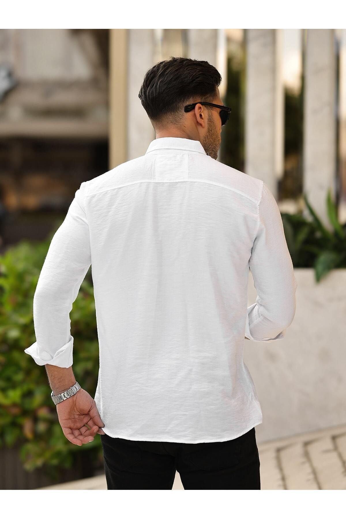 Cepsiz A Kalite Keten Slim Fit Gömlek