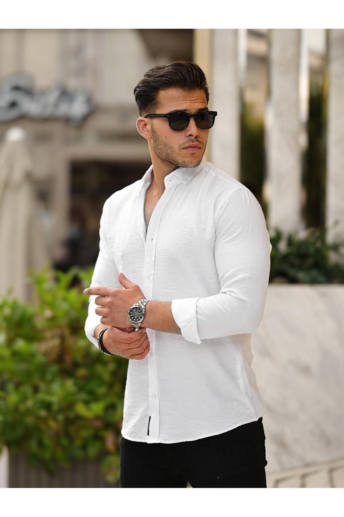 Cepsiz A Kalite Keten Slim Fit Gömlek