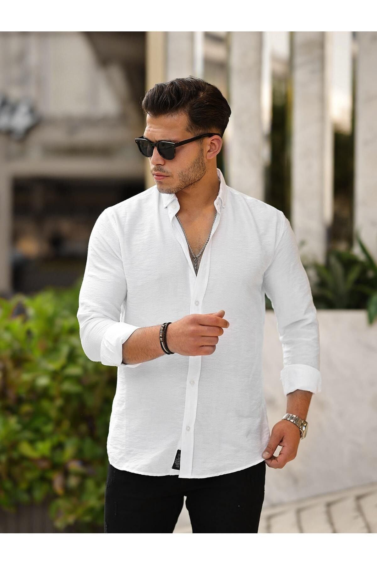 Cepsiz A Kalite Keten Slim Fit Gömlek