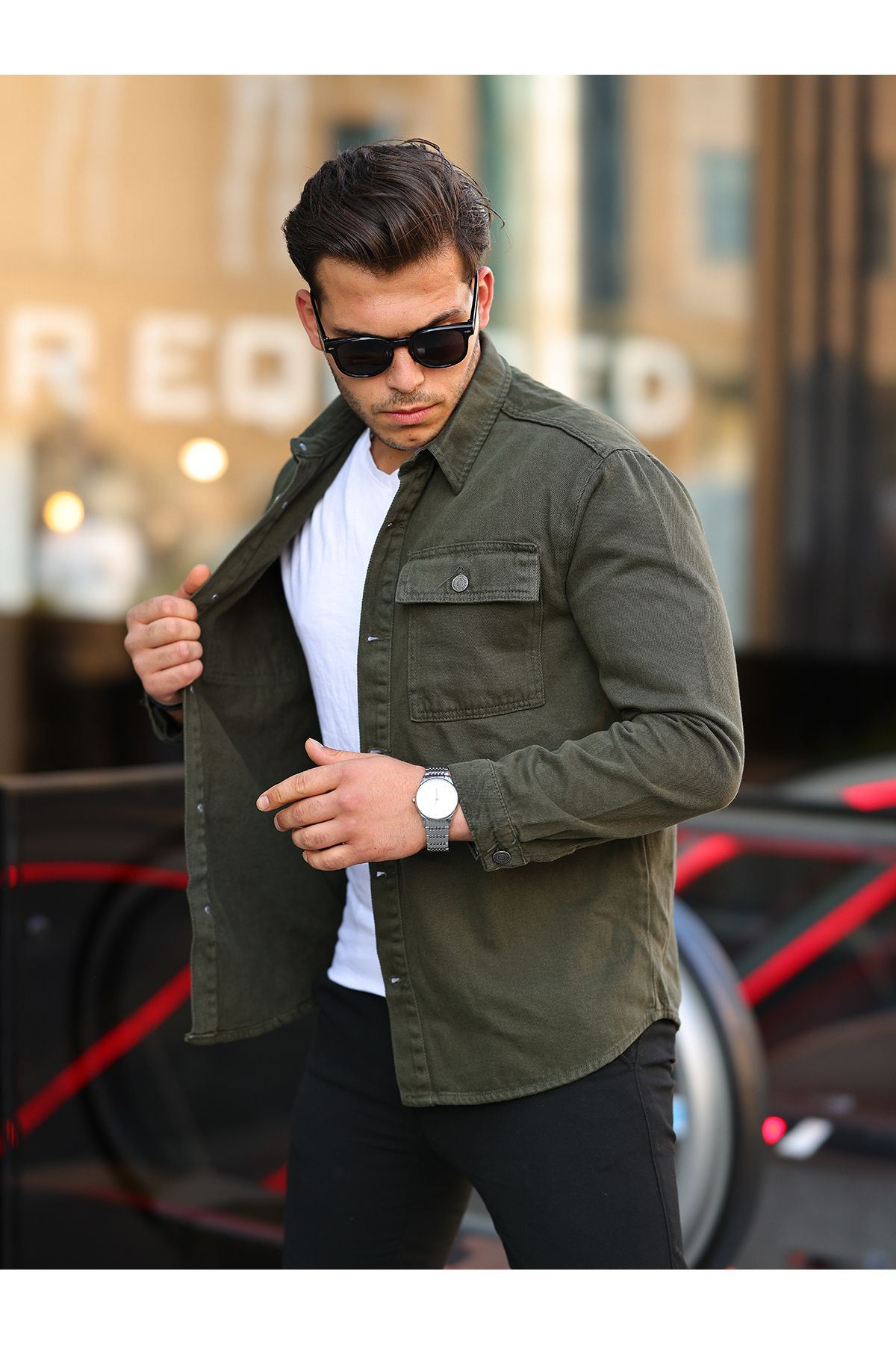 Oversize Kapak Cepli Kot Gömlek