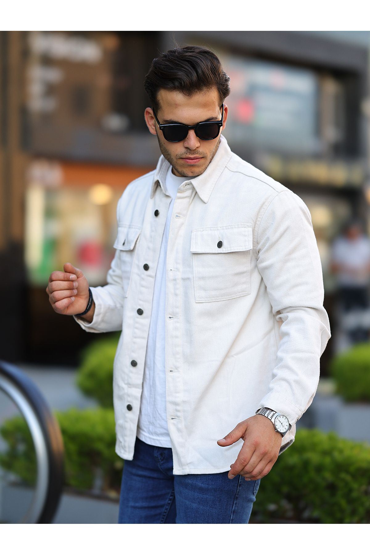 Oversize Kapak Cepli Kot Gömlek