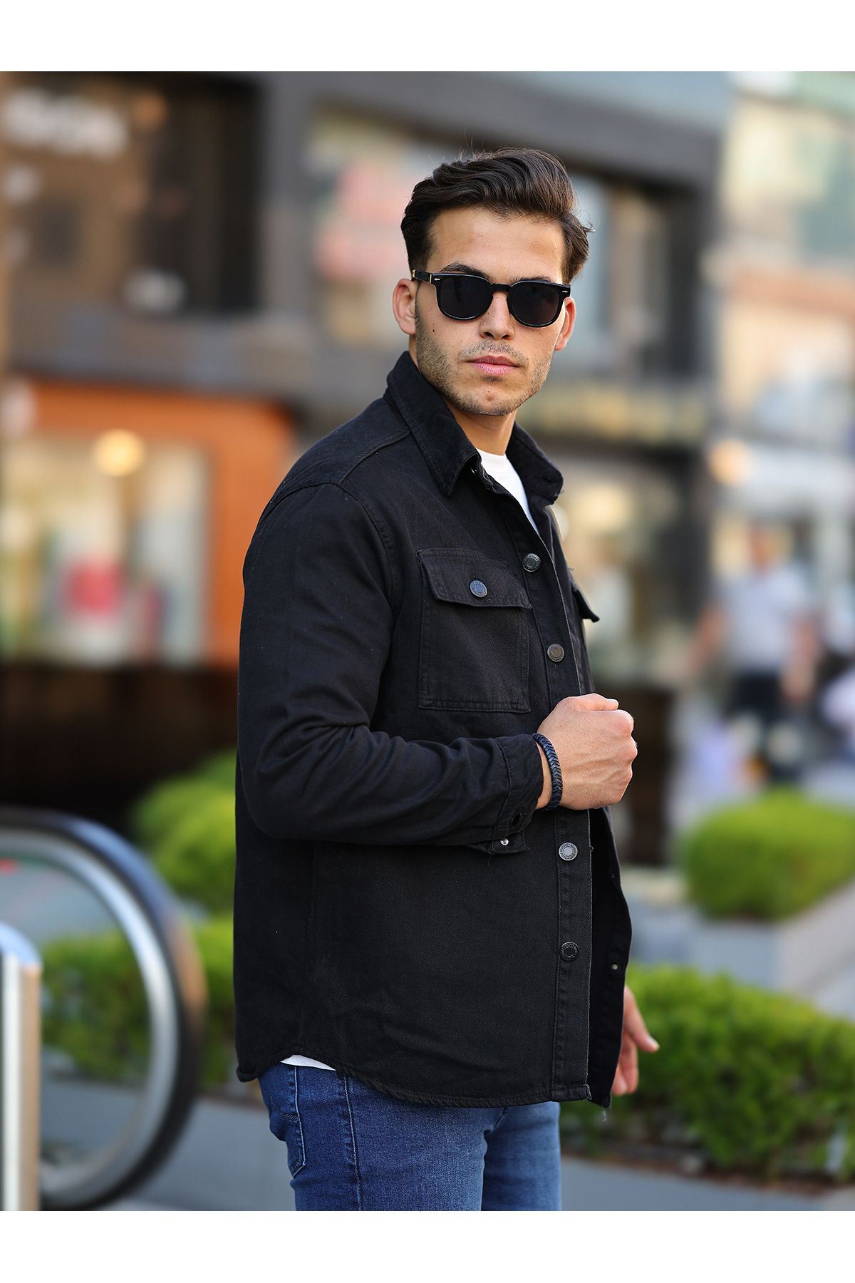 Erkek Oversize Geniş Kesim Çift Cep Denim Ceket