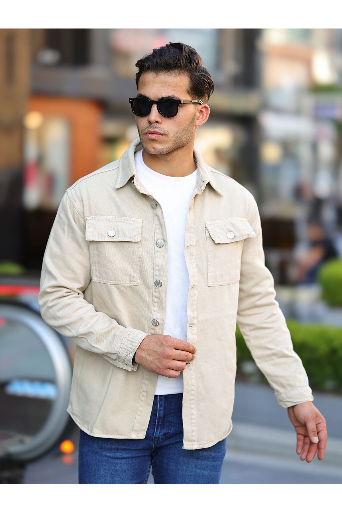 Oversize Kapak Cepli Kot Gömlek