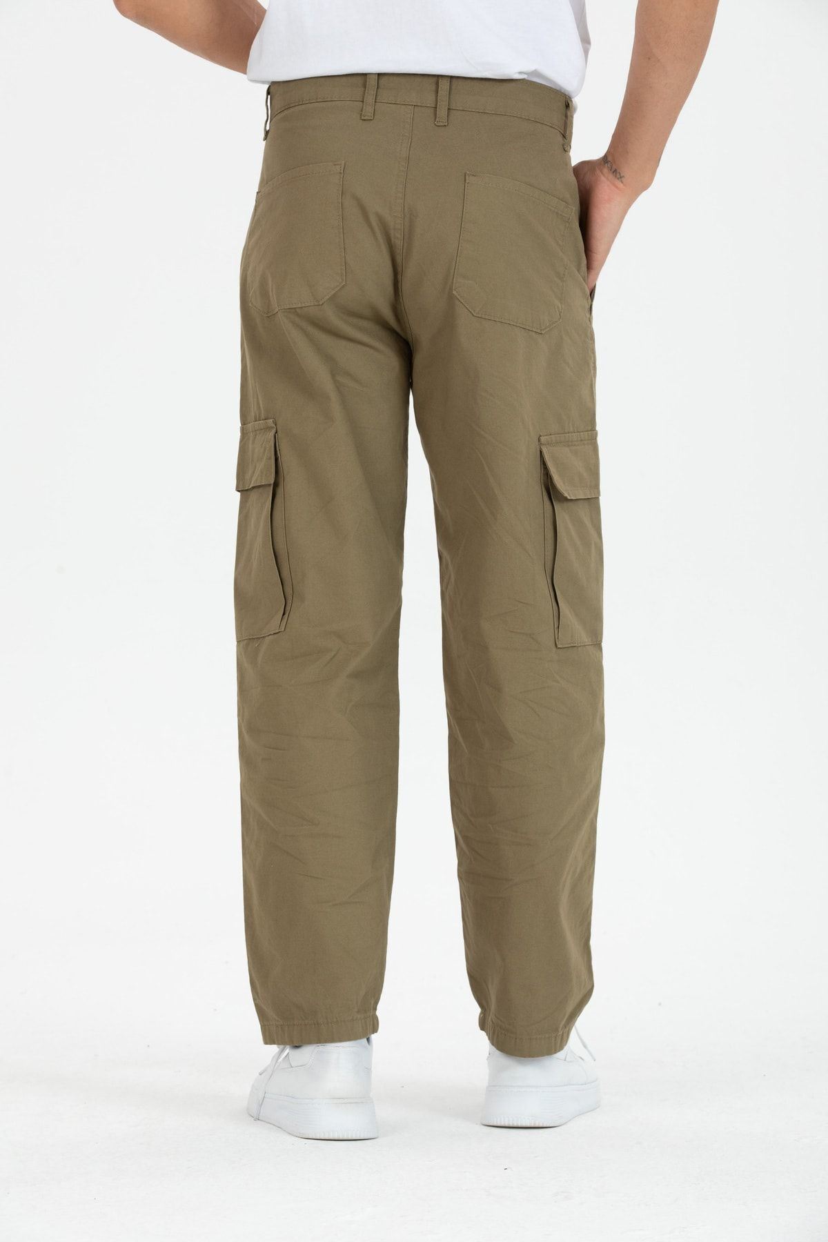 Erkek Kargo Cep Bol Paça Kahve Baggy Pantolon
