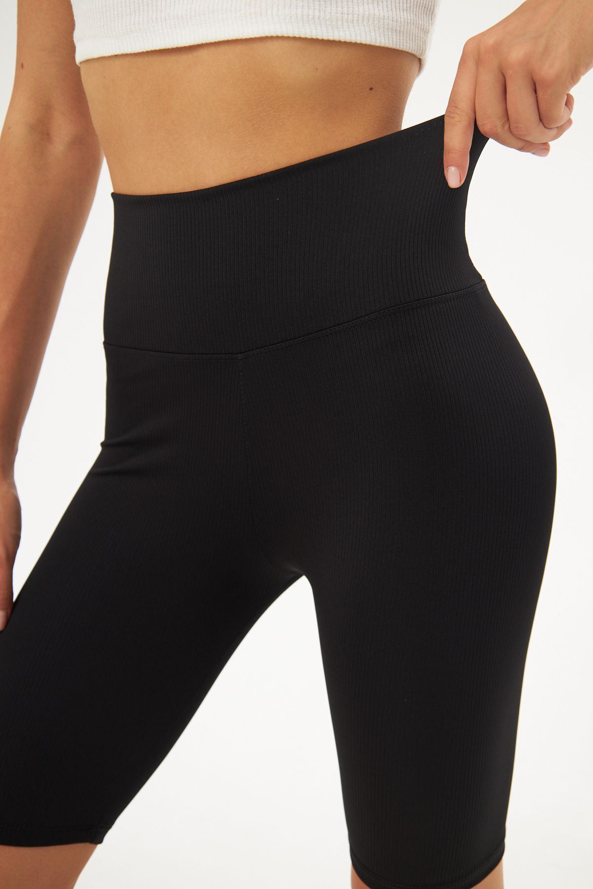 Fitilli Toplayıcı Likralı Yüksek Bel Şort