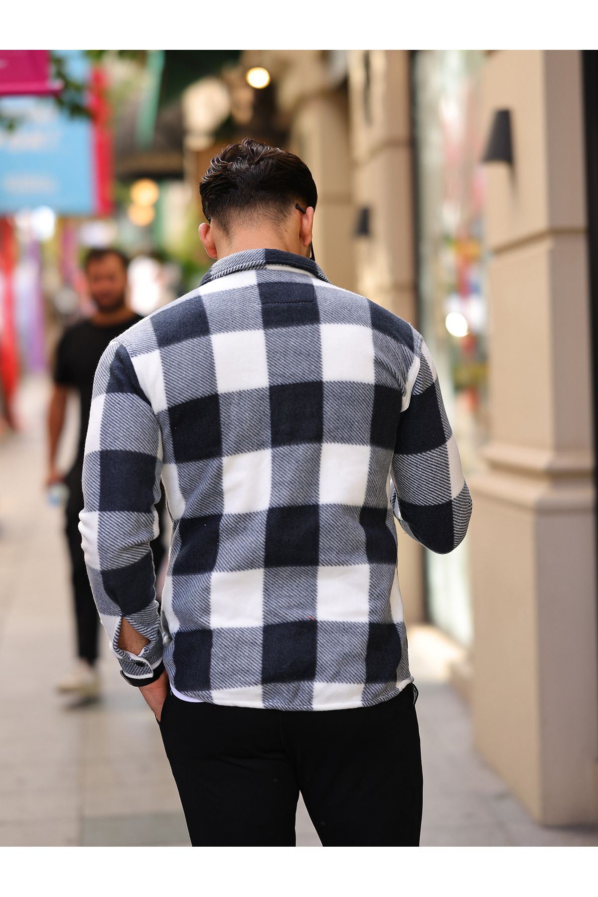Erkek Kare Desen Polar Rahat Kalıp Gömlek