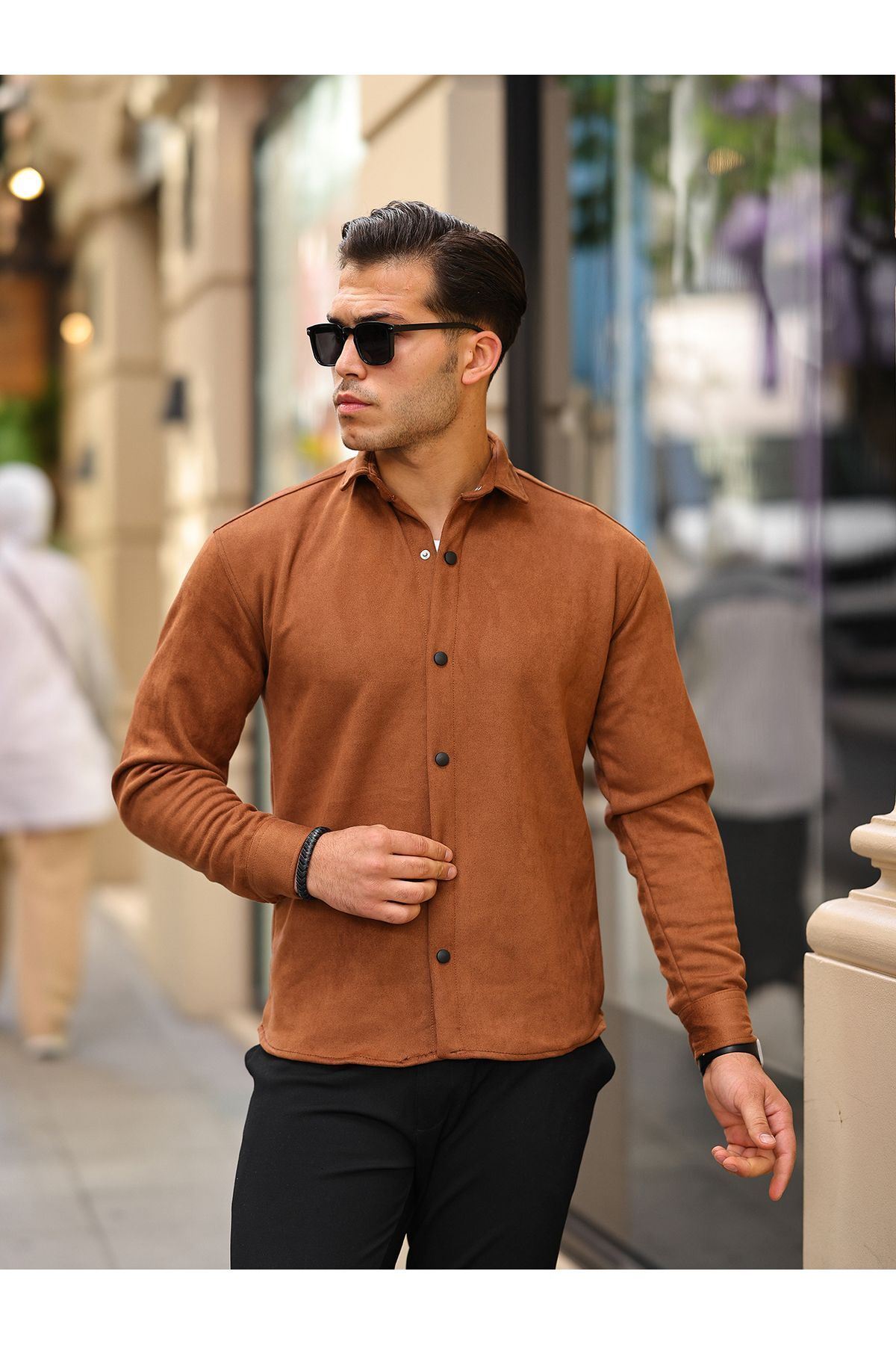 Erkek Nubuk Rahat Kalıp Gömlek