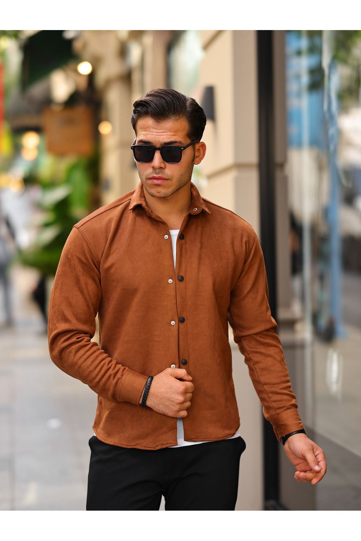 Erkek Nubuk Rahat Kalıp Gömlek
