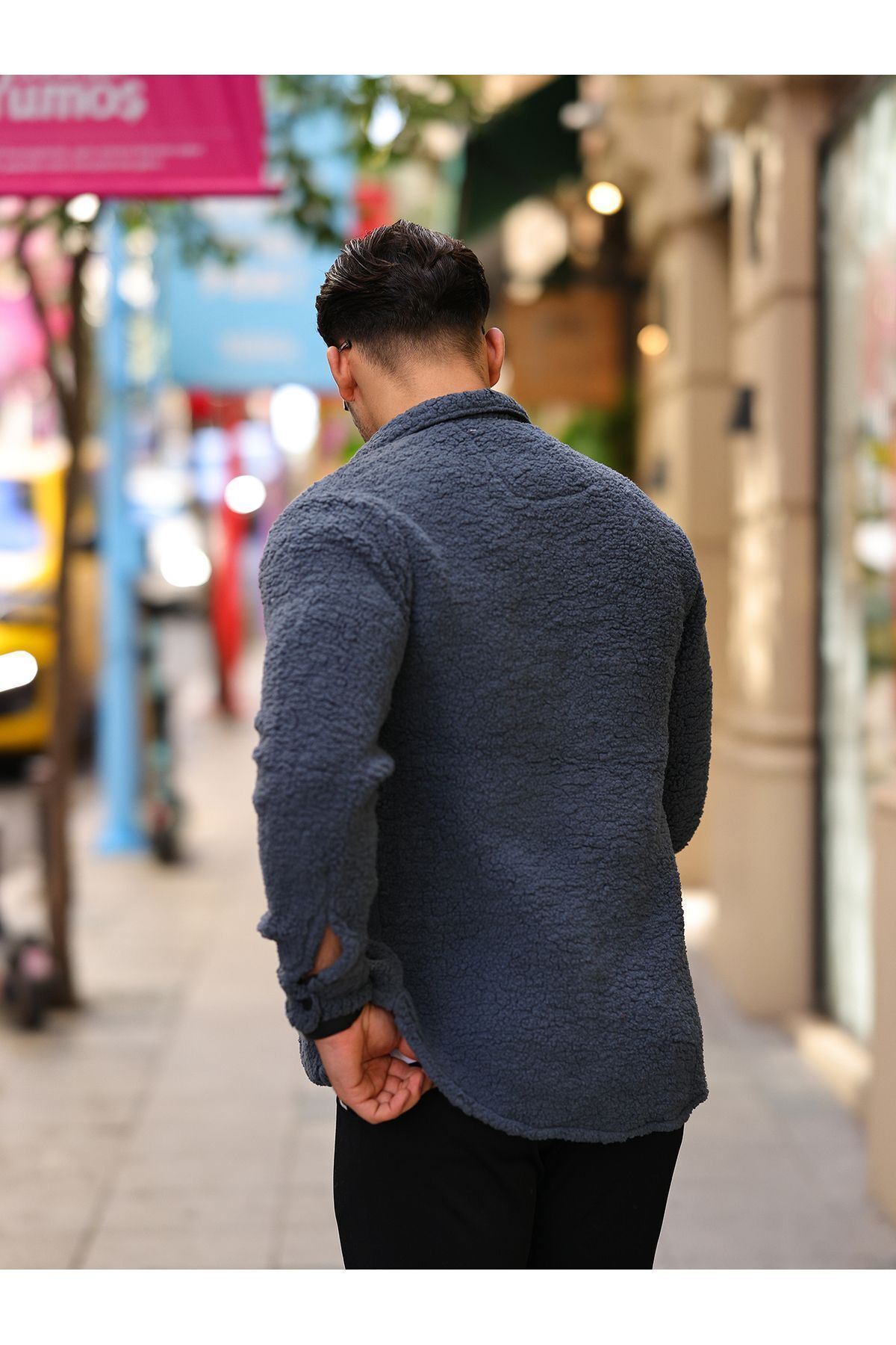 Erkek Kürklü Peluş Rahat Kalıp Gömlek