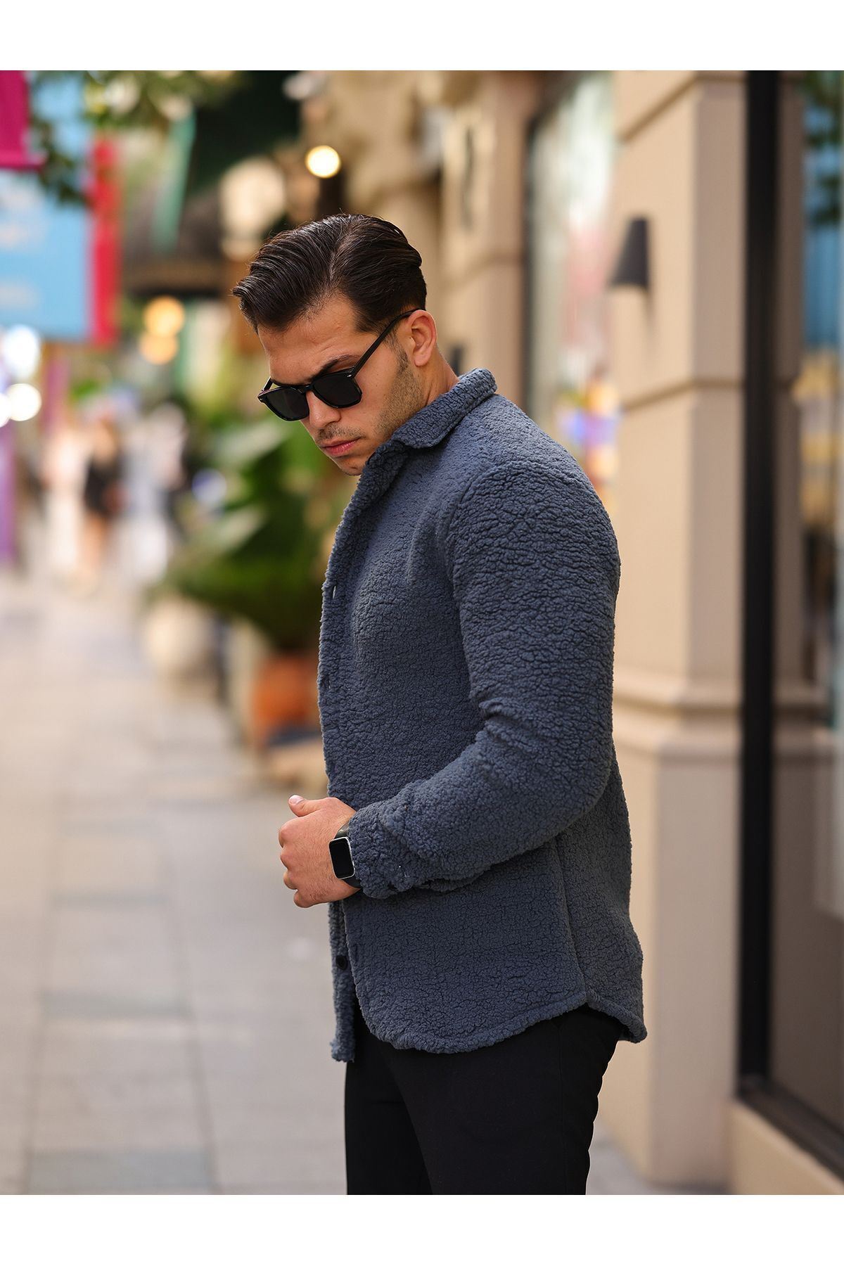 Erkek Kürklü Peluş Rahat Kalıp Gömlek