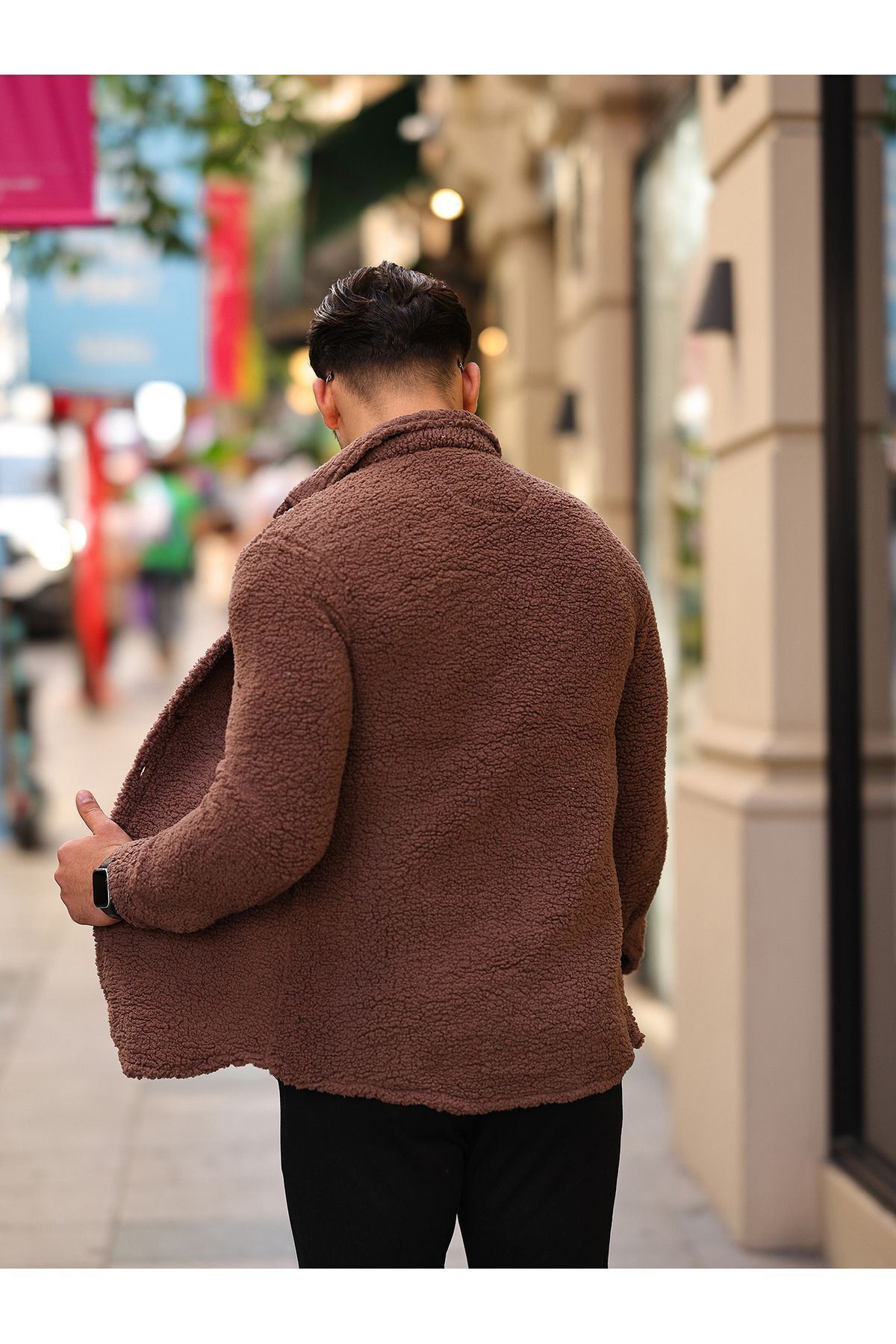 Erkek Kürklü Peluş Rahat Kalıp Gömlek