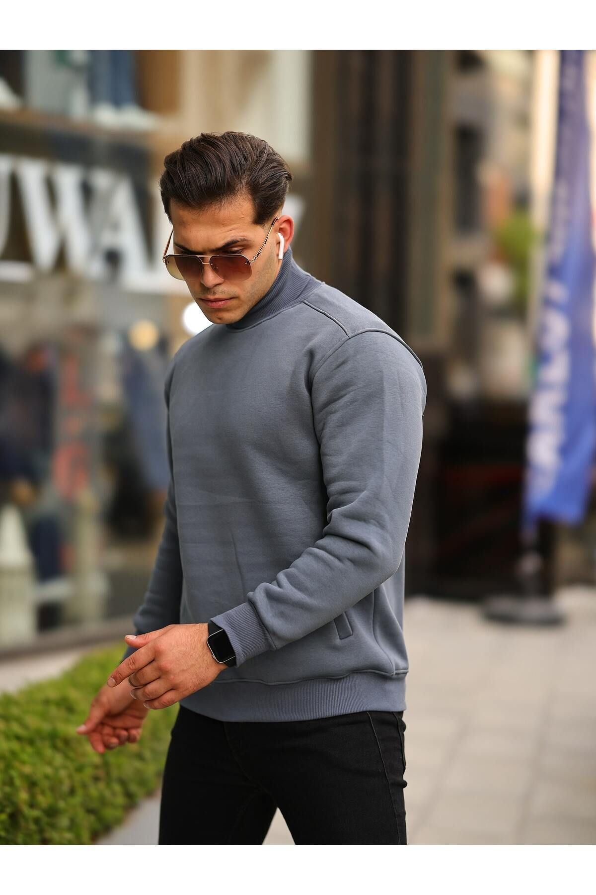 Boğazlı Cepli Üç iplik sweat