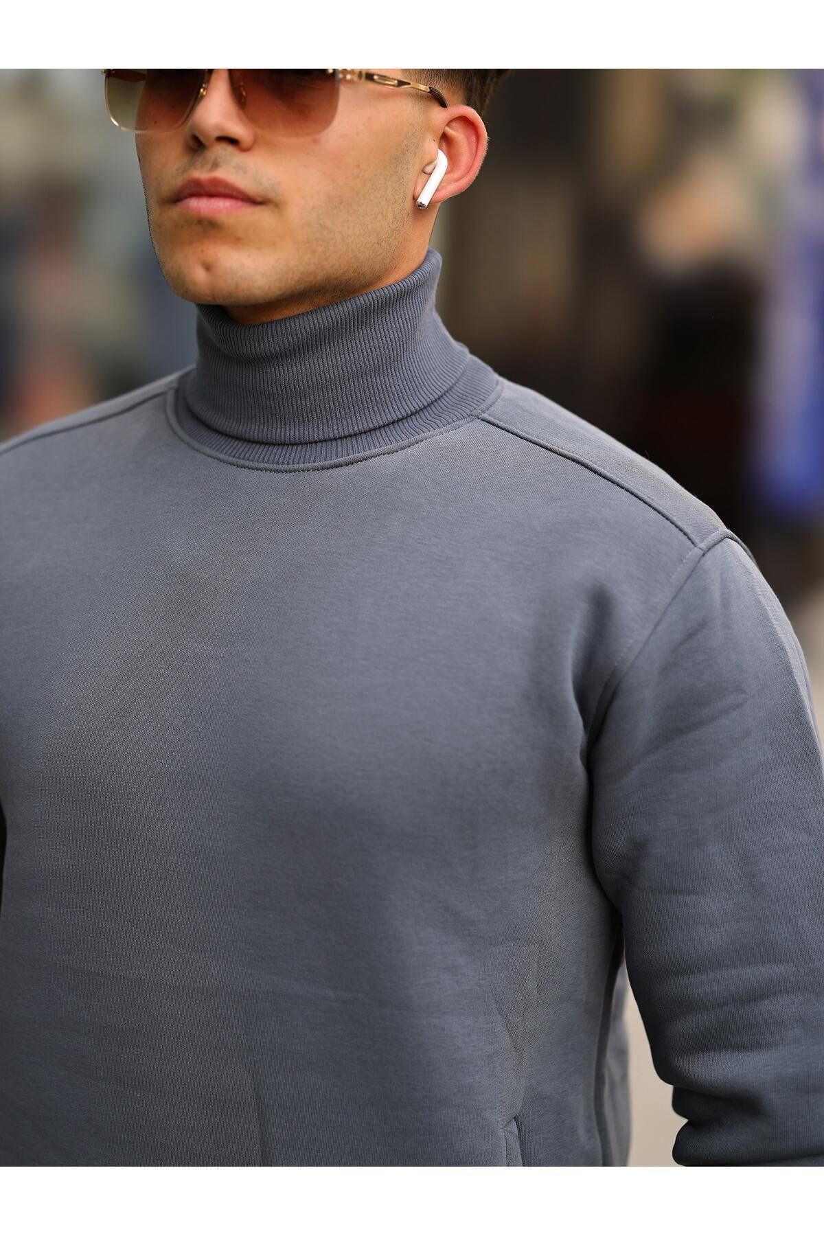 Boğazlı Cepli Üç iplik sweat