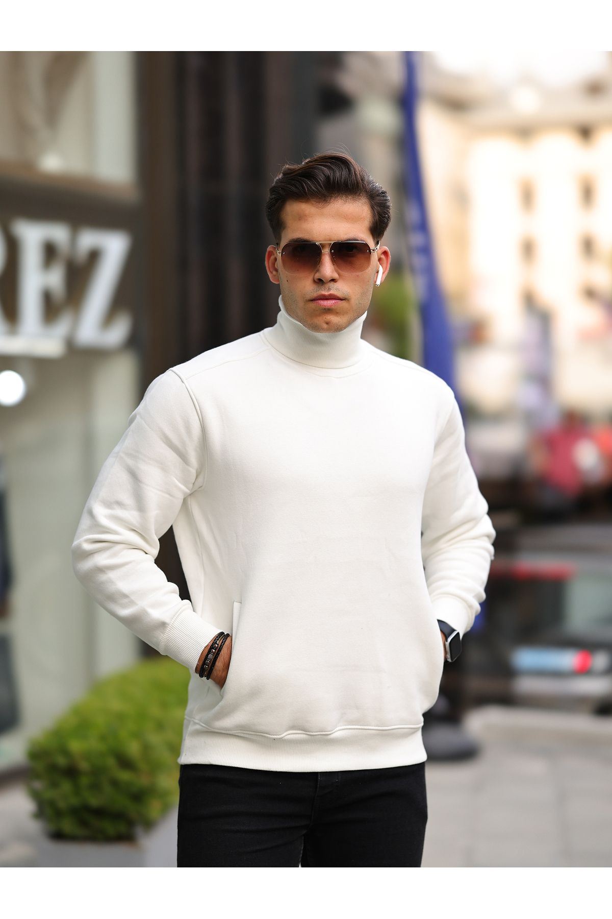 Boğazlı Cepli Üç iplik sweat