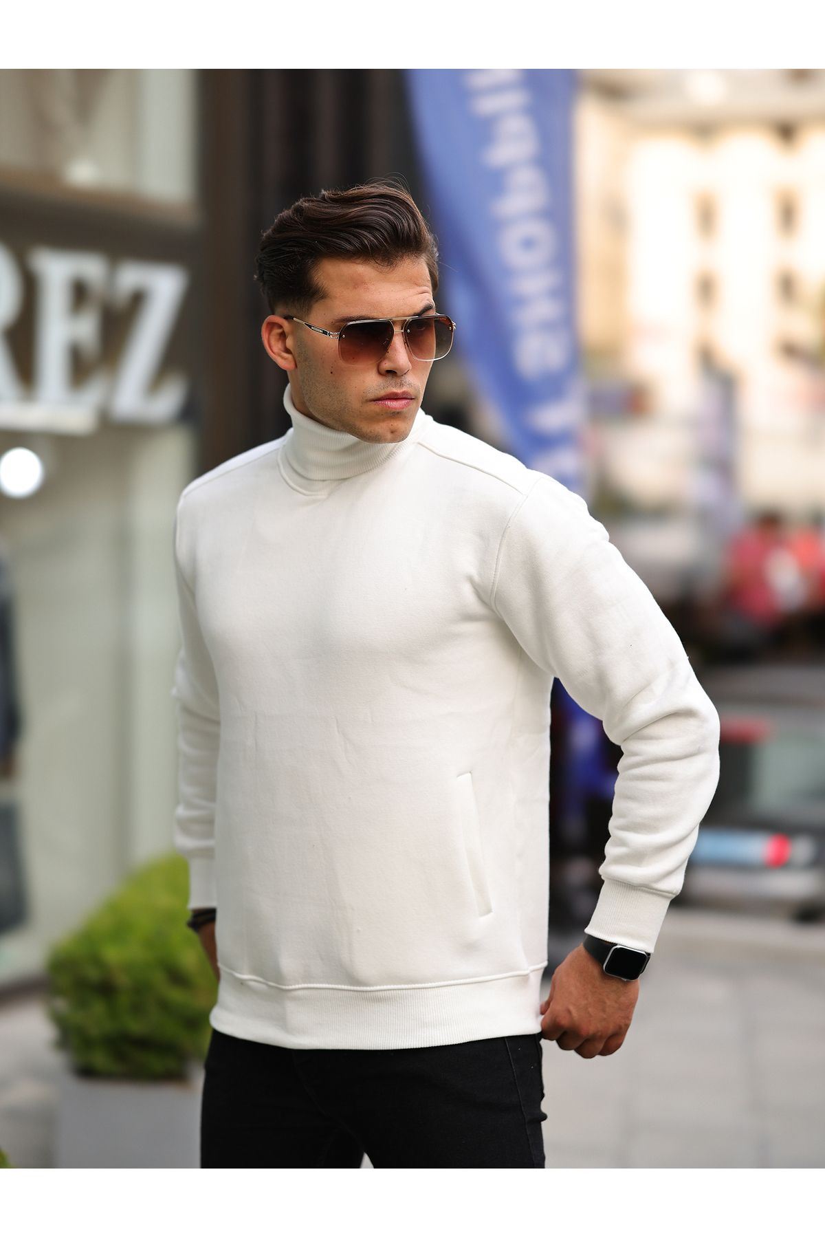 Boğazlı Cepli Üç iplik sweat