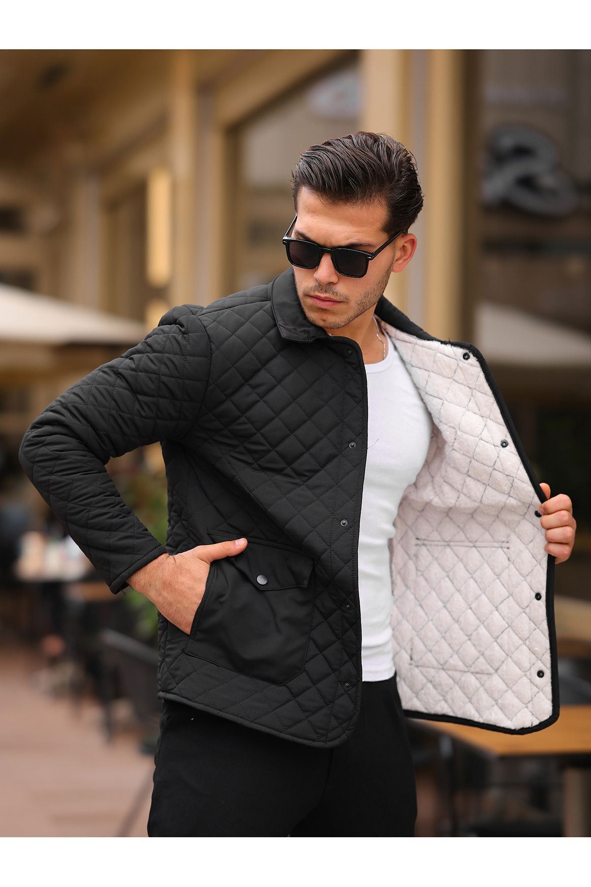 Çıtçıtlı Kürklü Kapitone Mont