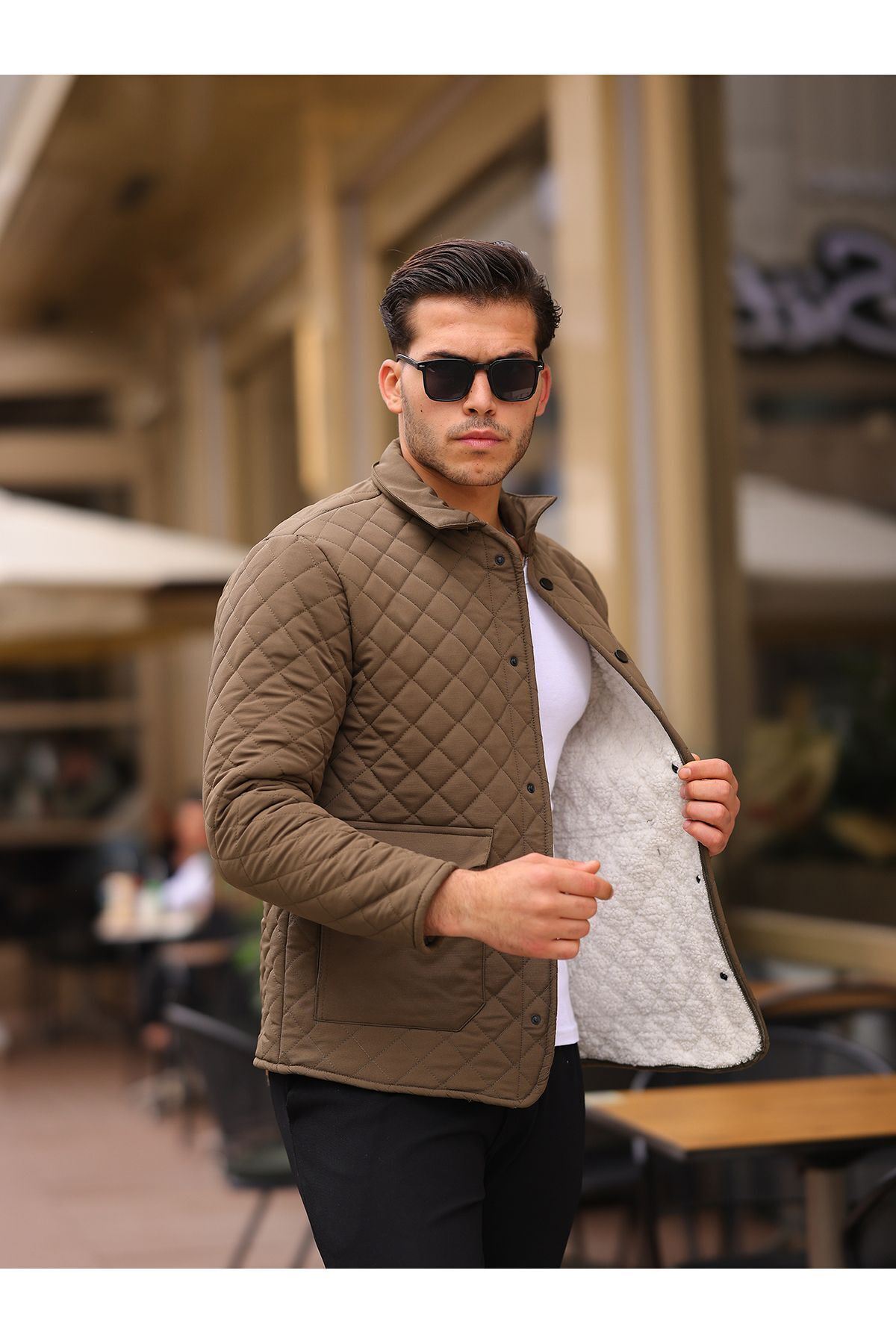 Çıtçıtlı Kürklü Kapitone Mont