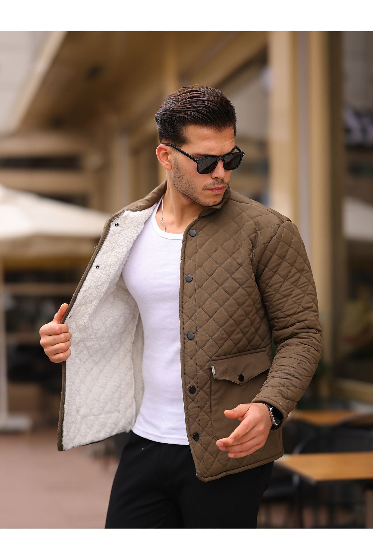 Çıtçıtlı Kürklü Kapitone Mont