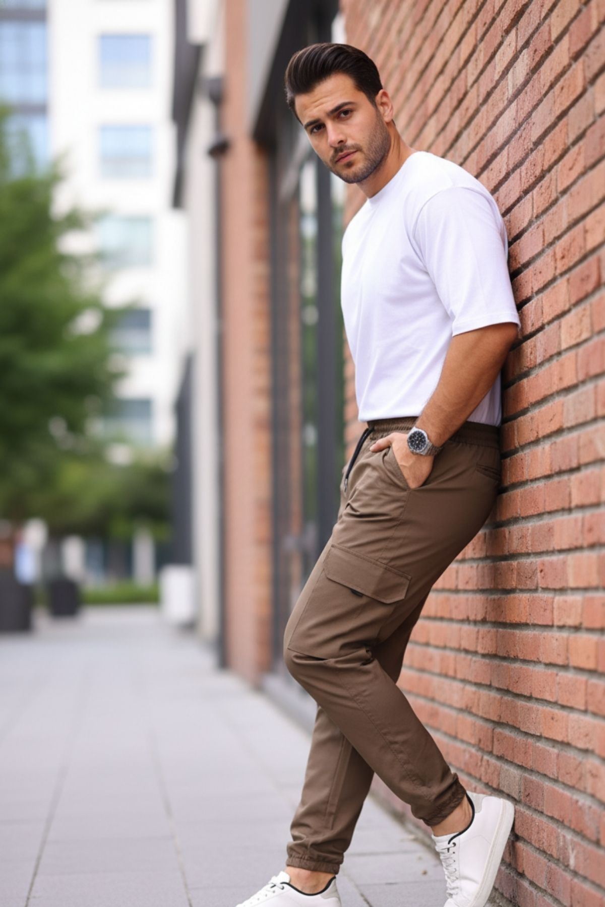 Erkek Paraşüt Kumaş Tarz Cepli Paça Ve Bel Lastikli Jogger Spor Pantolon