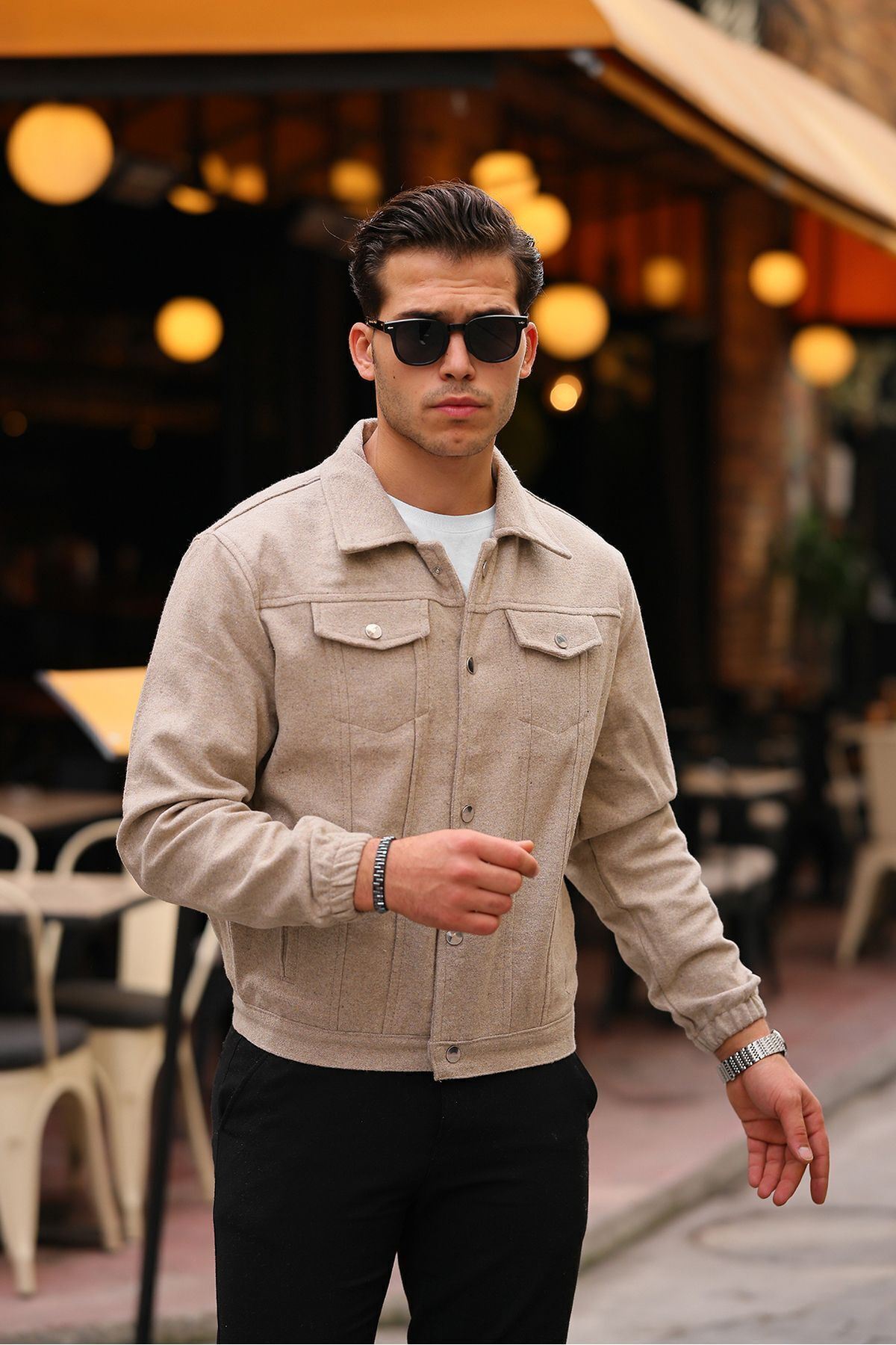 Erkek Oversize Rahat Mevsimlik Taş Kaşe Ceket