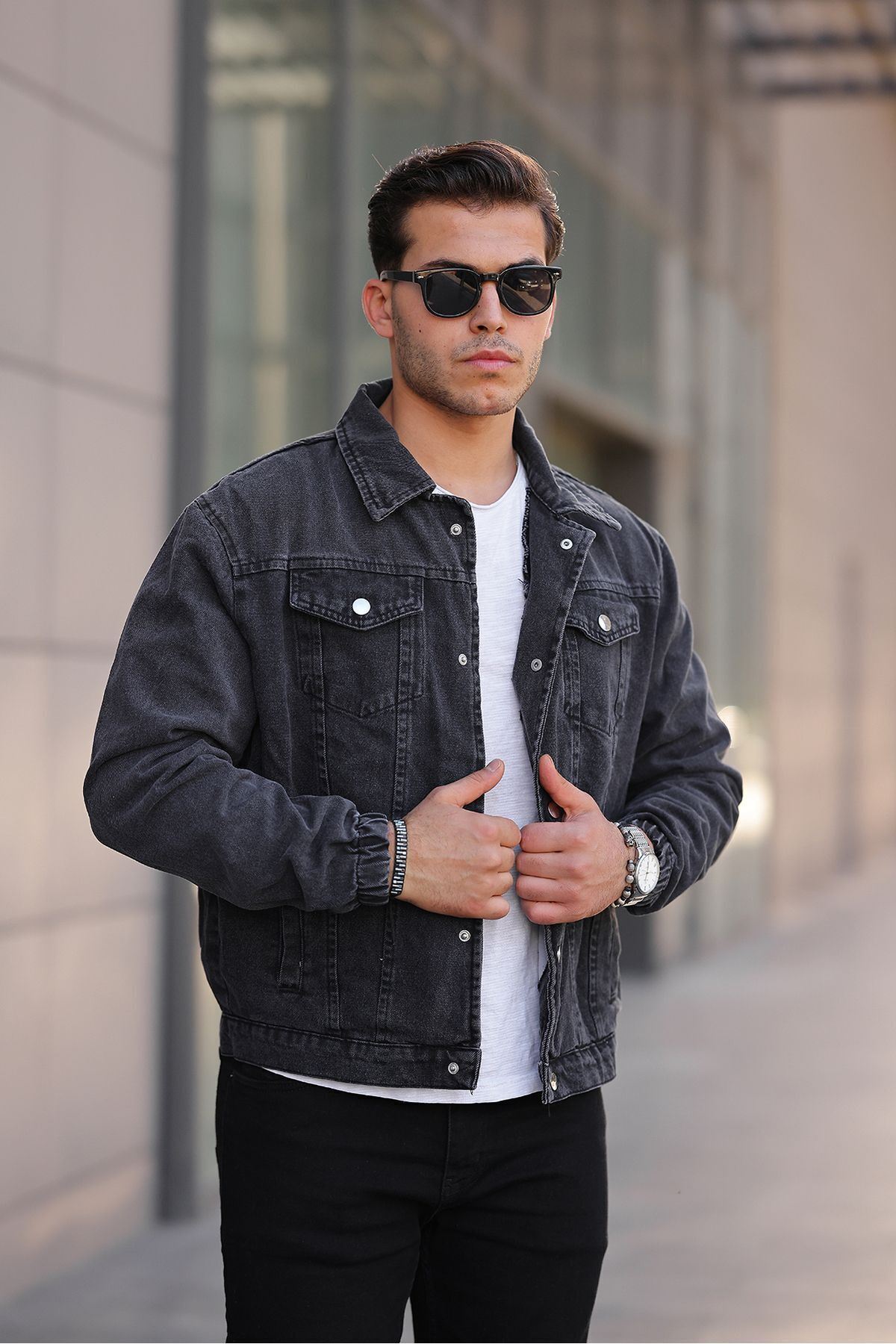 Çıtçıtlı Oversize Kot Ceket