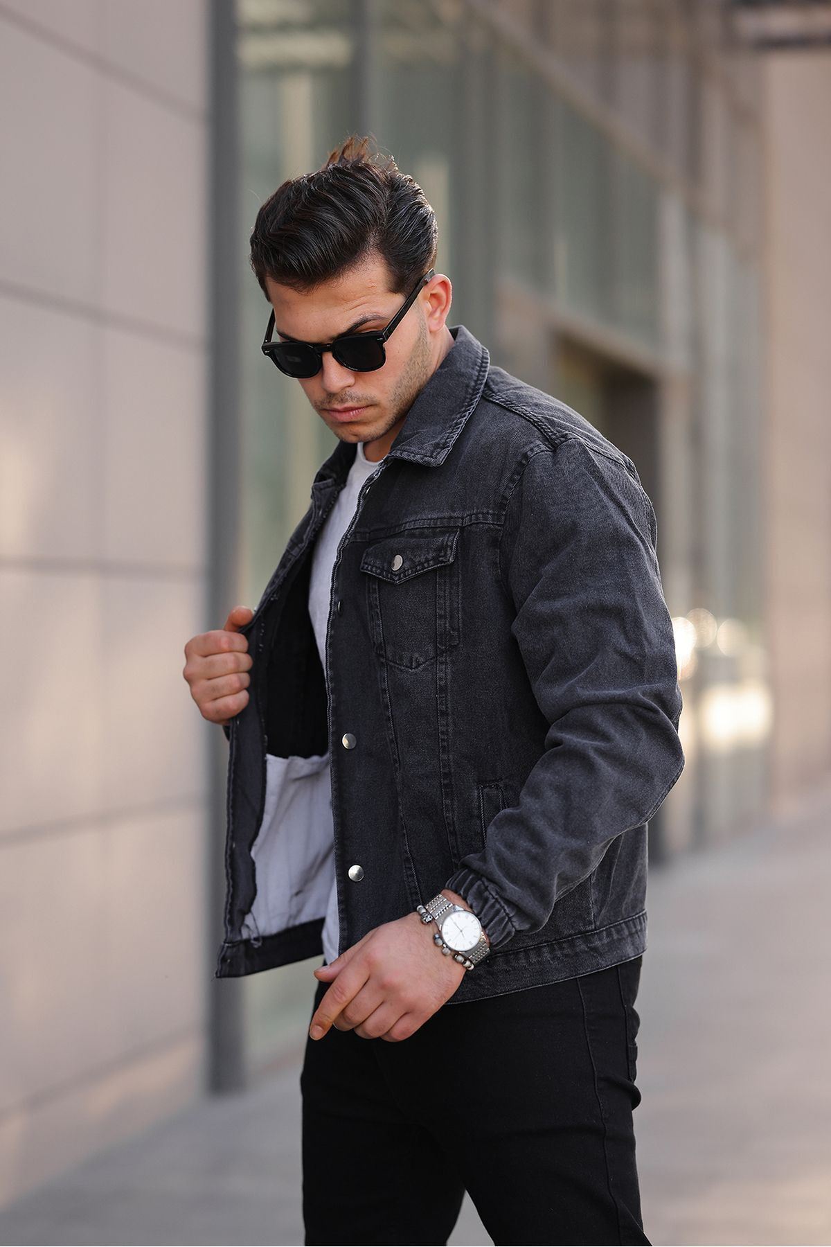 Çıtçıtlı Oversize Kot Ceket