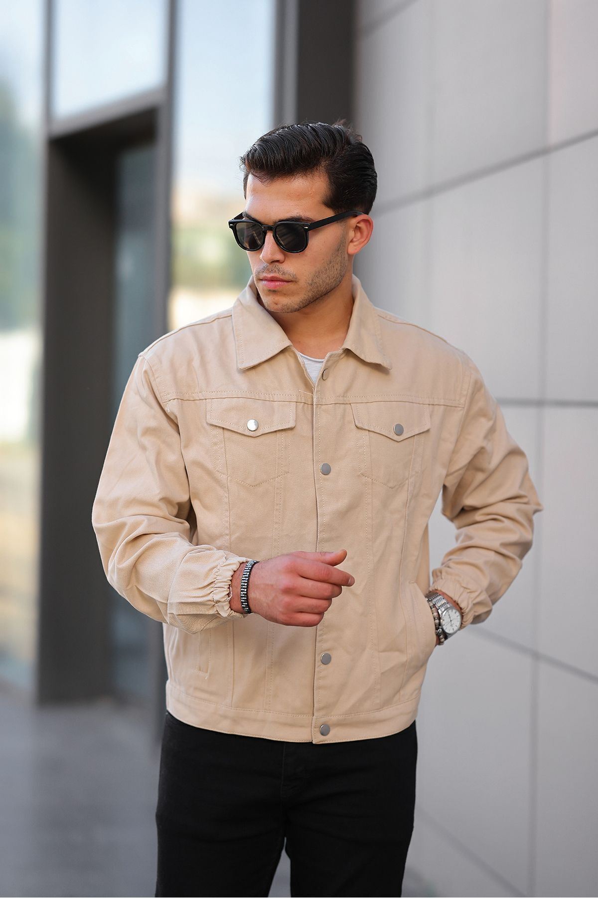 Çıtçıtlı Oversize Kot Ceket