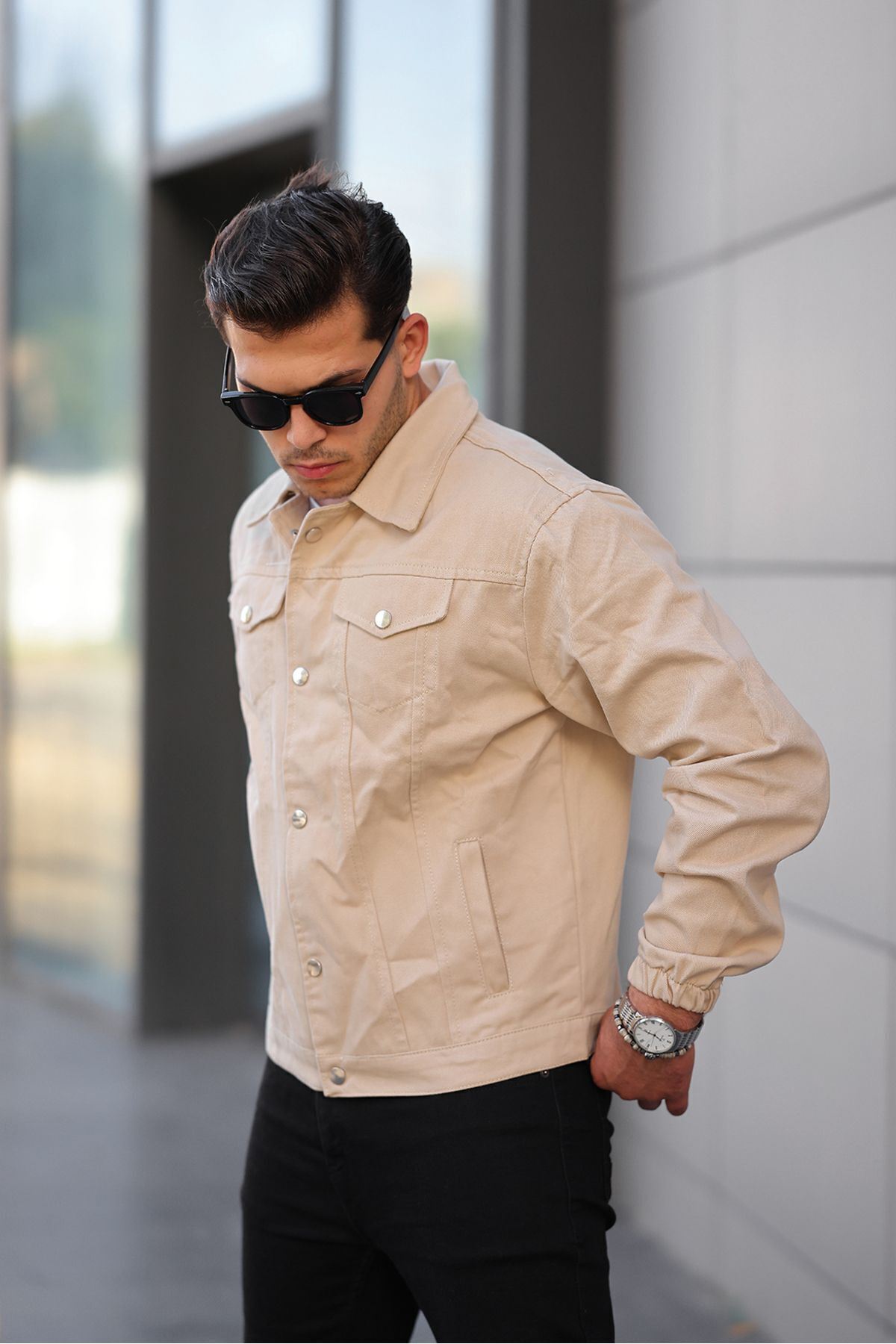 Çıtçıtlı Oversize Kot Ceket