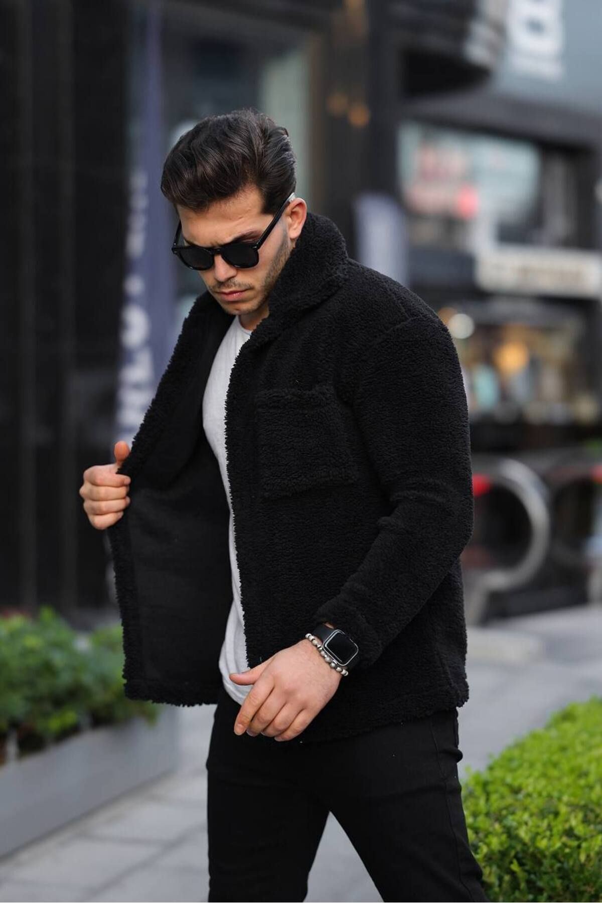 Düğmeli Pelüş Ceket