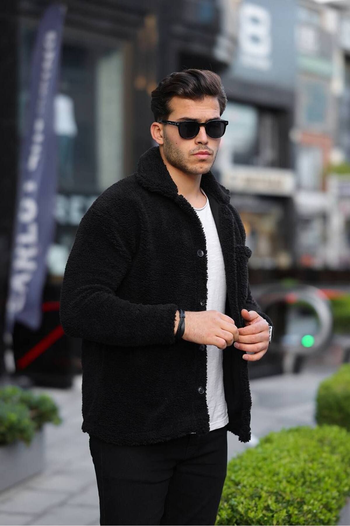 Düğmeli Pelüş Ceket