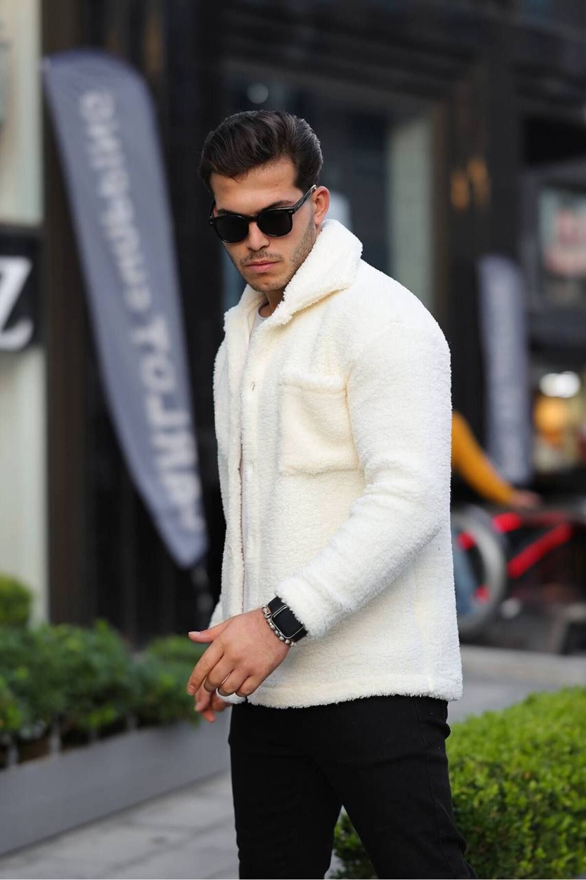 Düğmeli Pelüş Ceket