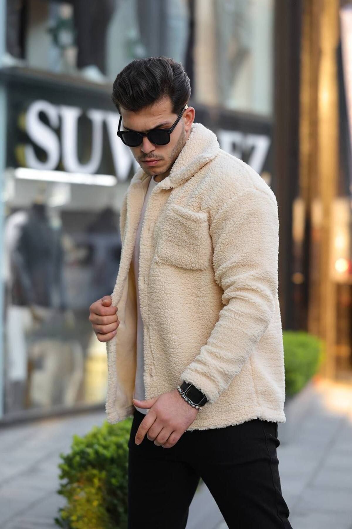 Düğmeli Pelüş Ceket