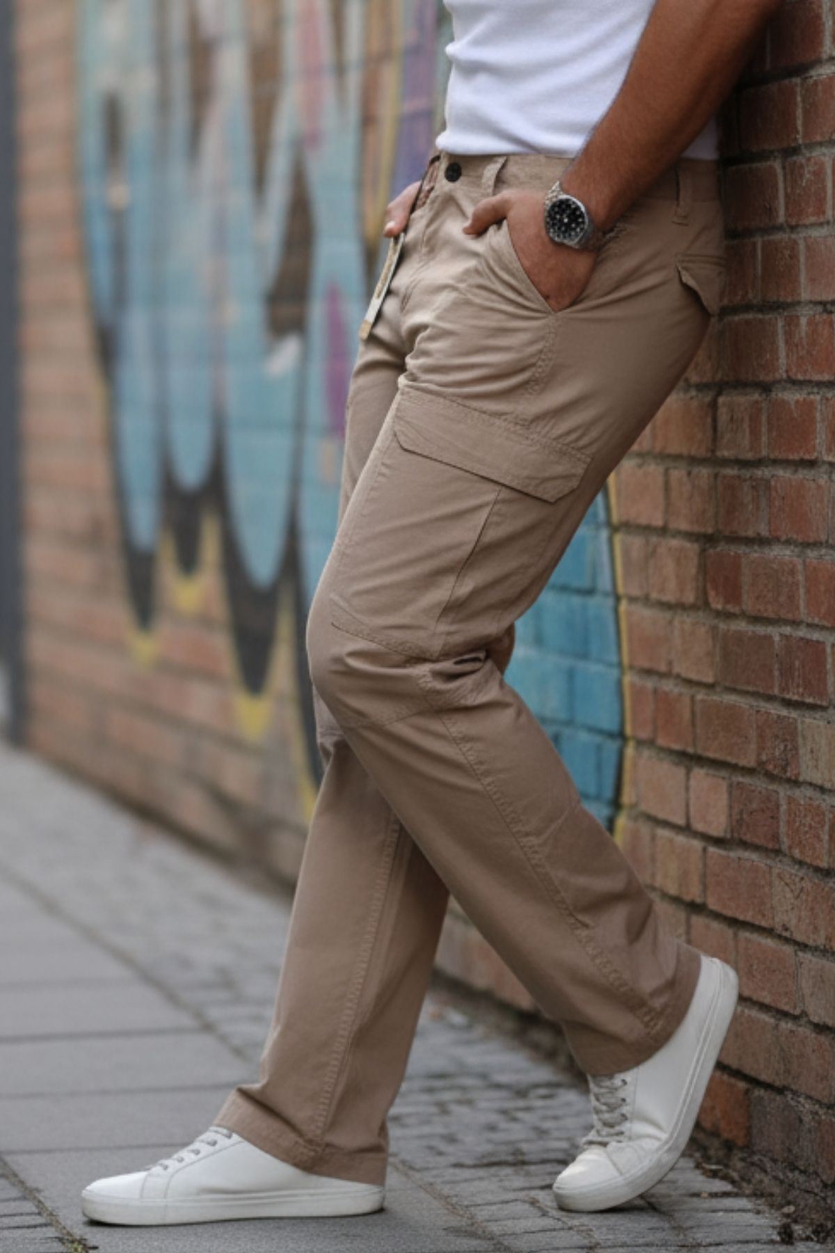 Yan Cepli Armalı Baggy Pantolon