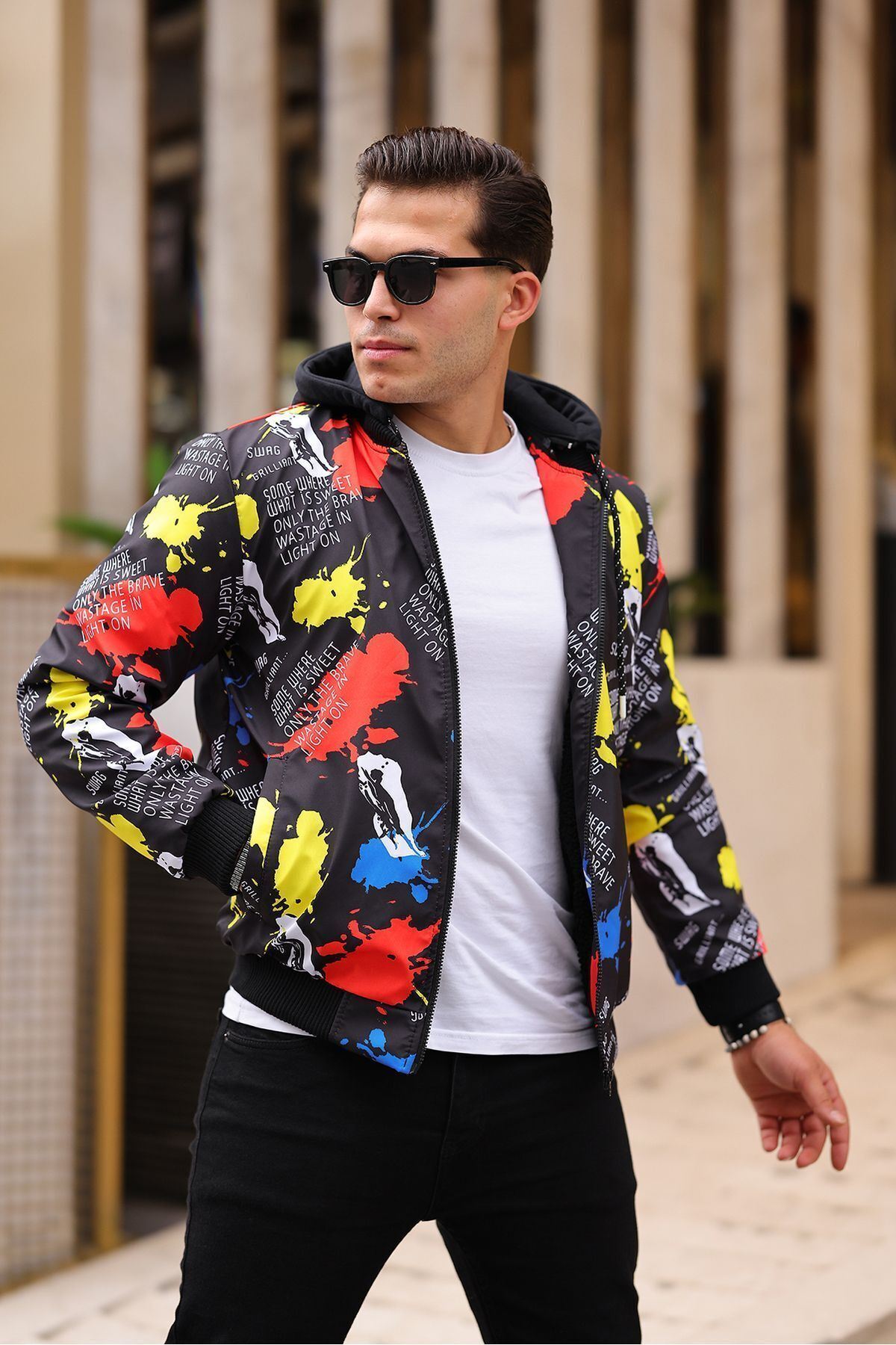 Erkek Içi Kürklü Suya Dayanıklı Çıkarıbilir Kapüşonlu Cepli Yağmurluk