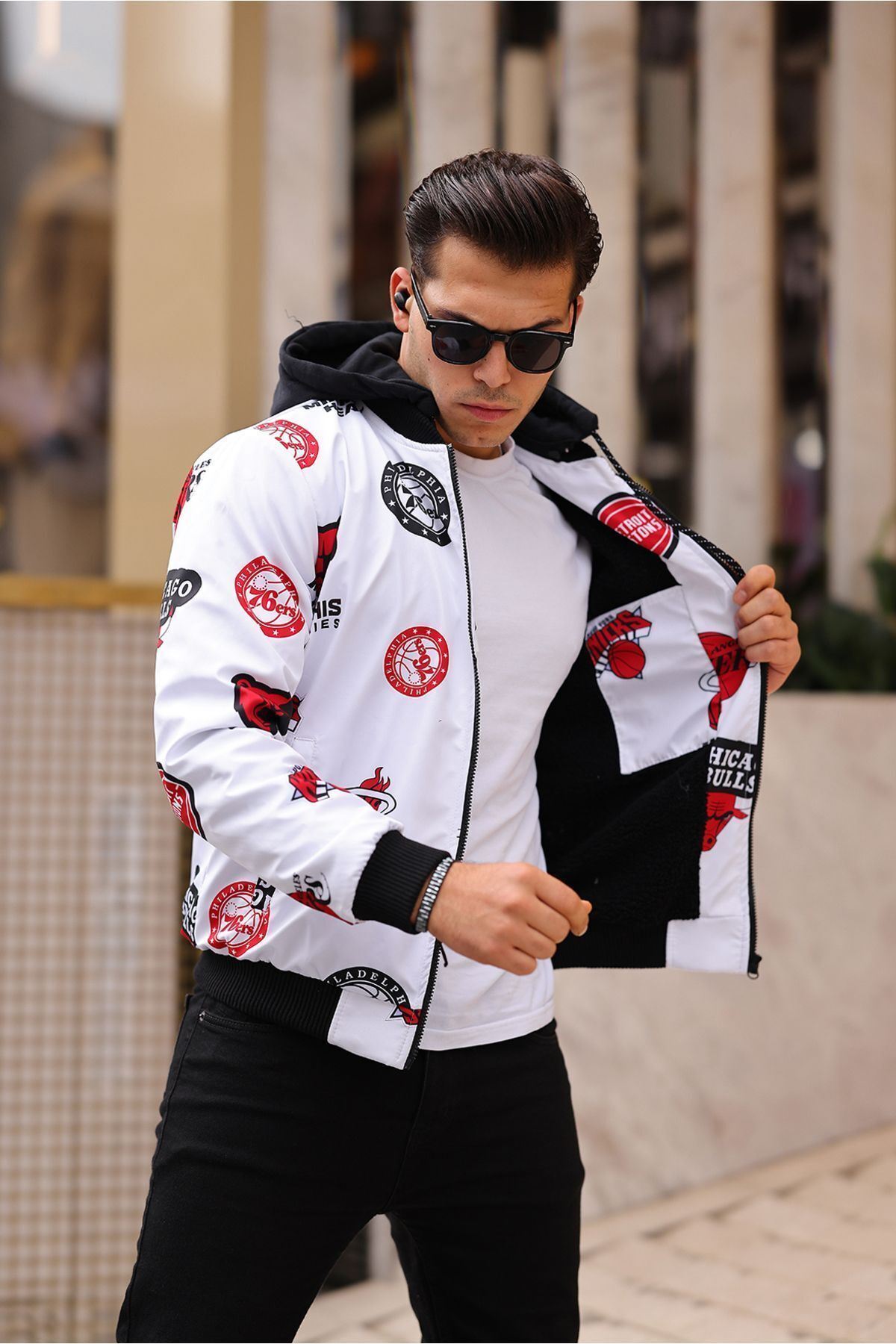 Erkek Içi Kürklü Suya Dayanıklı Çıkarıbilir Kapüşonlu Cepli Yağmurluk