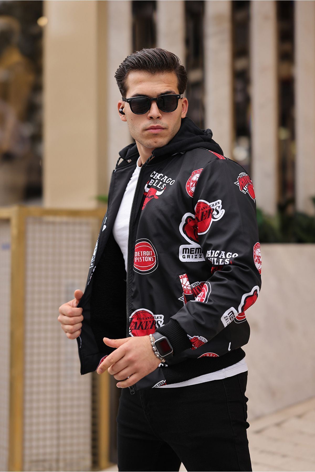 Erkek Içi Kürklü Suya Dayanıklı Çıkarıbilir Kapüşonlu Cepli Yağmurluk