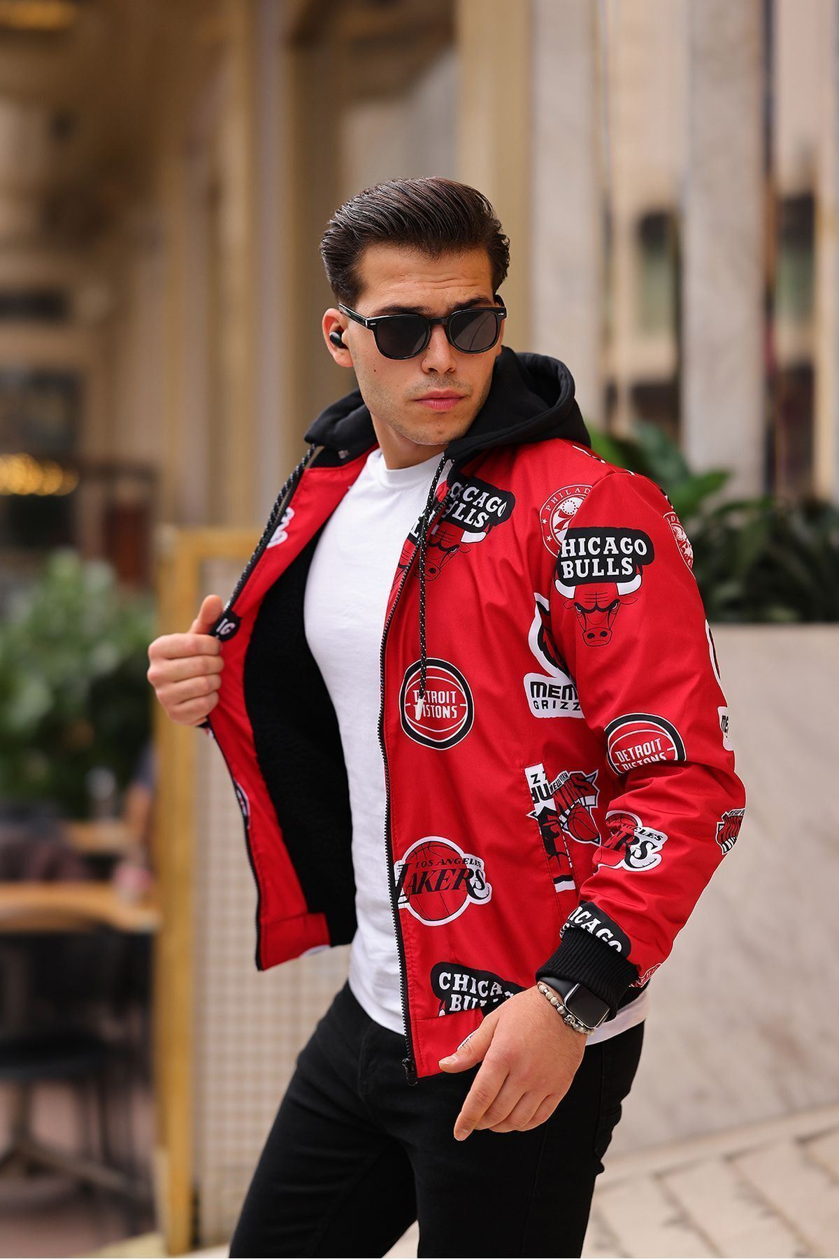 Erkek Içi Kürklü Suya Dayanıklı Çıkarıbilir Kapüşonlu Cepli Yağmurluk