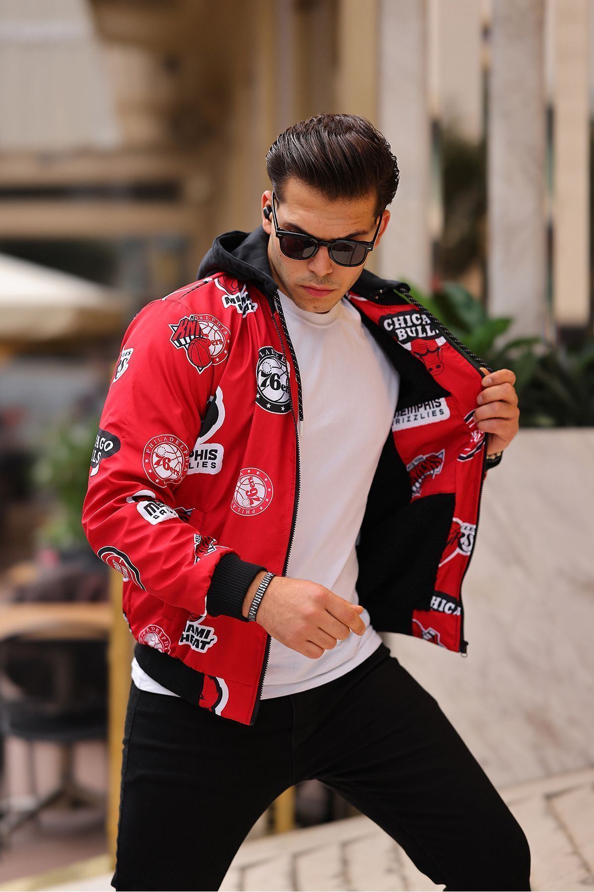 Erkek Içi Kürklü Suya Dayanıklı Çıkarıbilir Kapüşonlu Cepli Yağmurluk