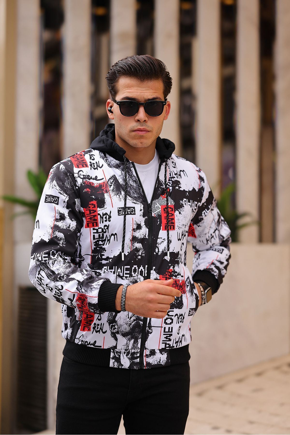 Erkek Içi Kürklü Suya Dayanıklı Çıkarıbilir Kapüşonlu Cepli Yağmurluk