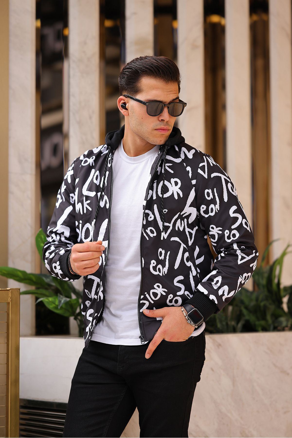 Erkek Içi Kürklü Suya Dayanıklı Çıkarıbilir Kapüşonlu Cepli Yağmurluk